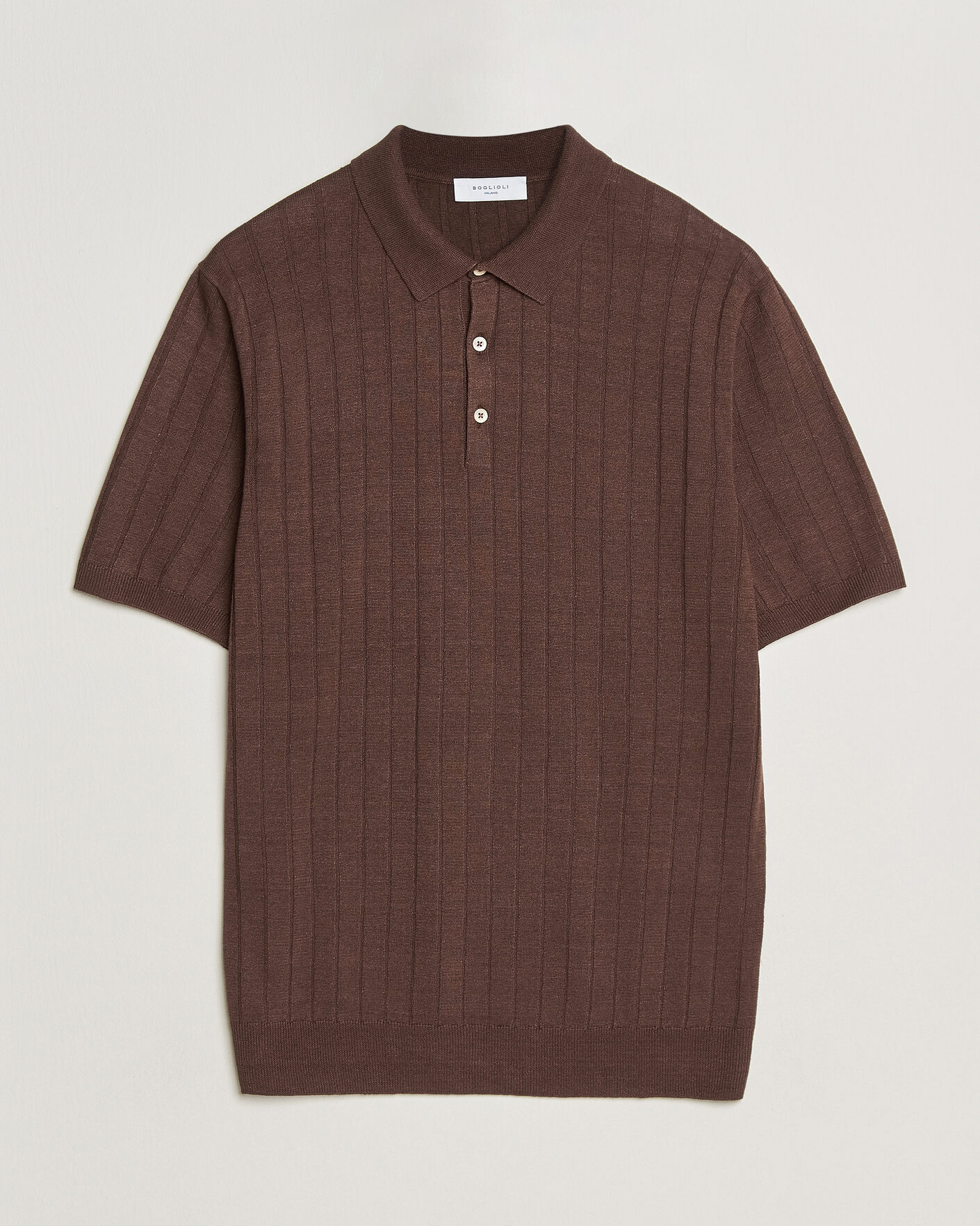Herre | Polotrøjer | Boglioli | Short Sleeve Knitted Rib Polo Brown