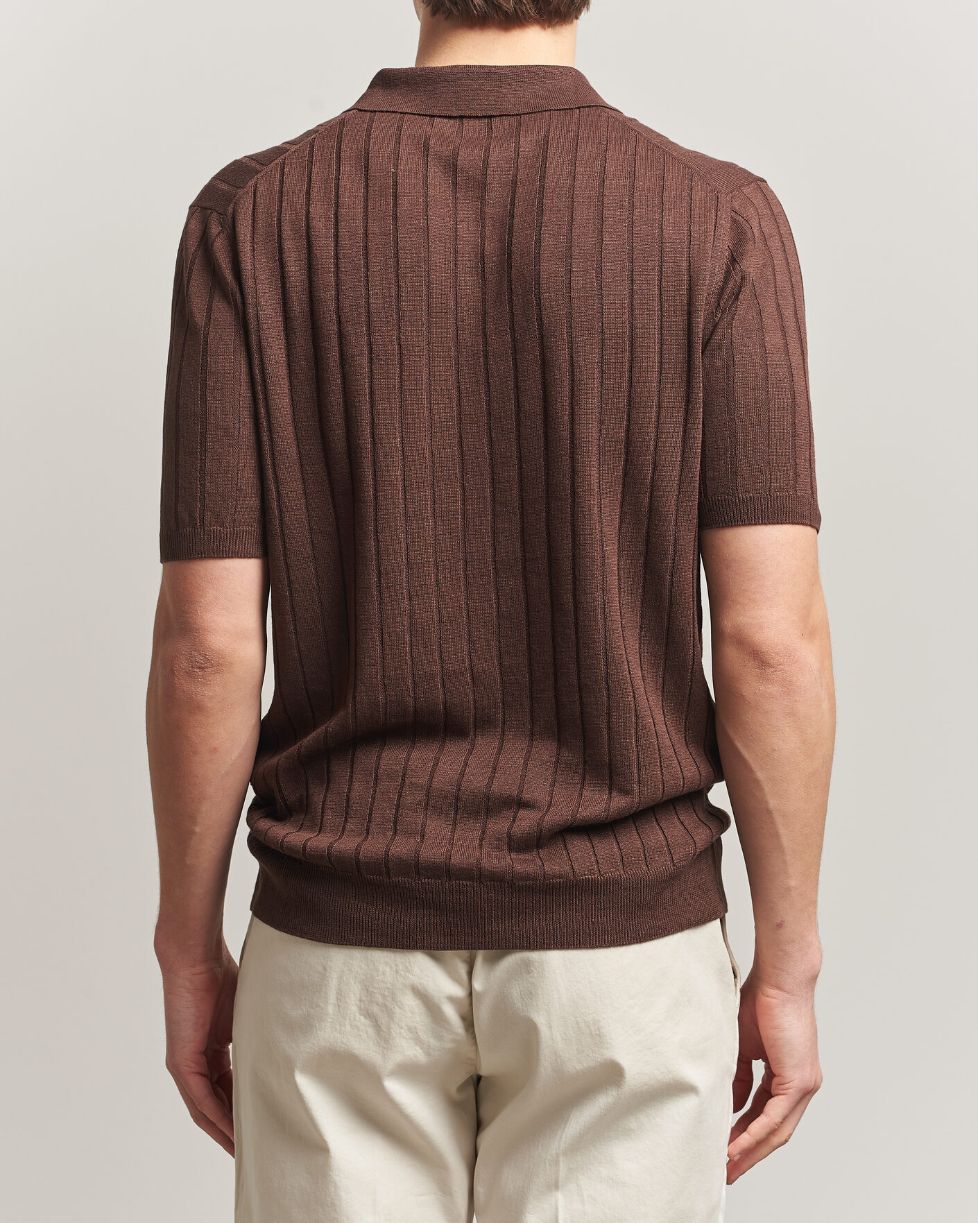Herre | Polotrøjer | Boglioli | Short Sleeve Knitted Rib Polo Brown