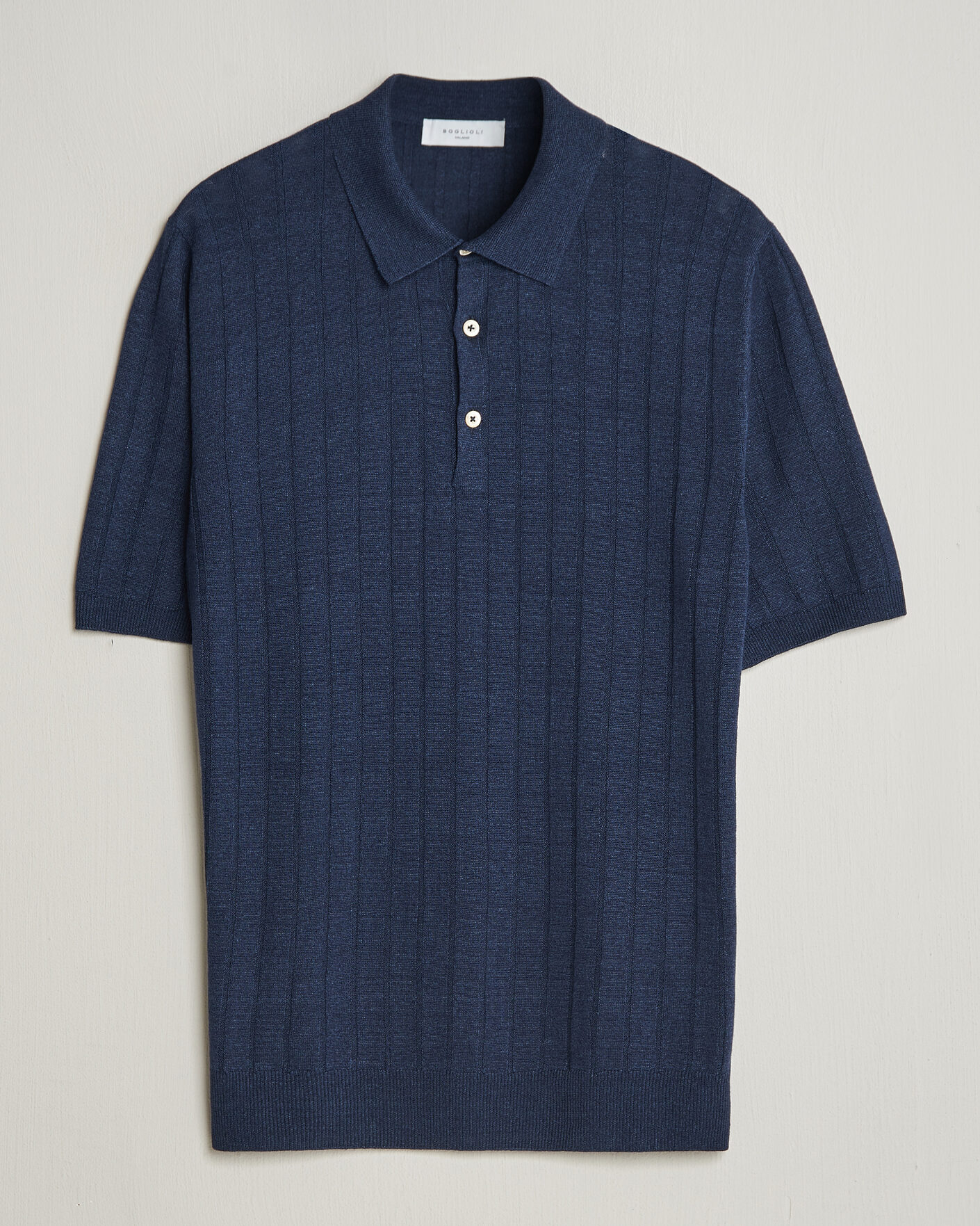 Herre | Polotrøjer | Boglioli | Short Sleeve Knitted Rib Polo Navy