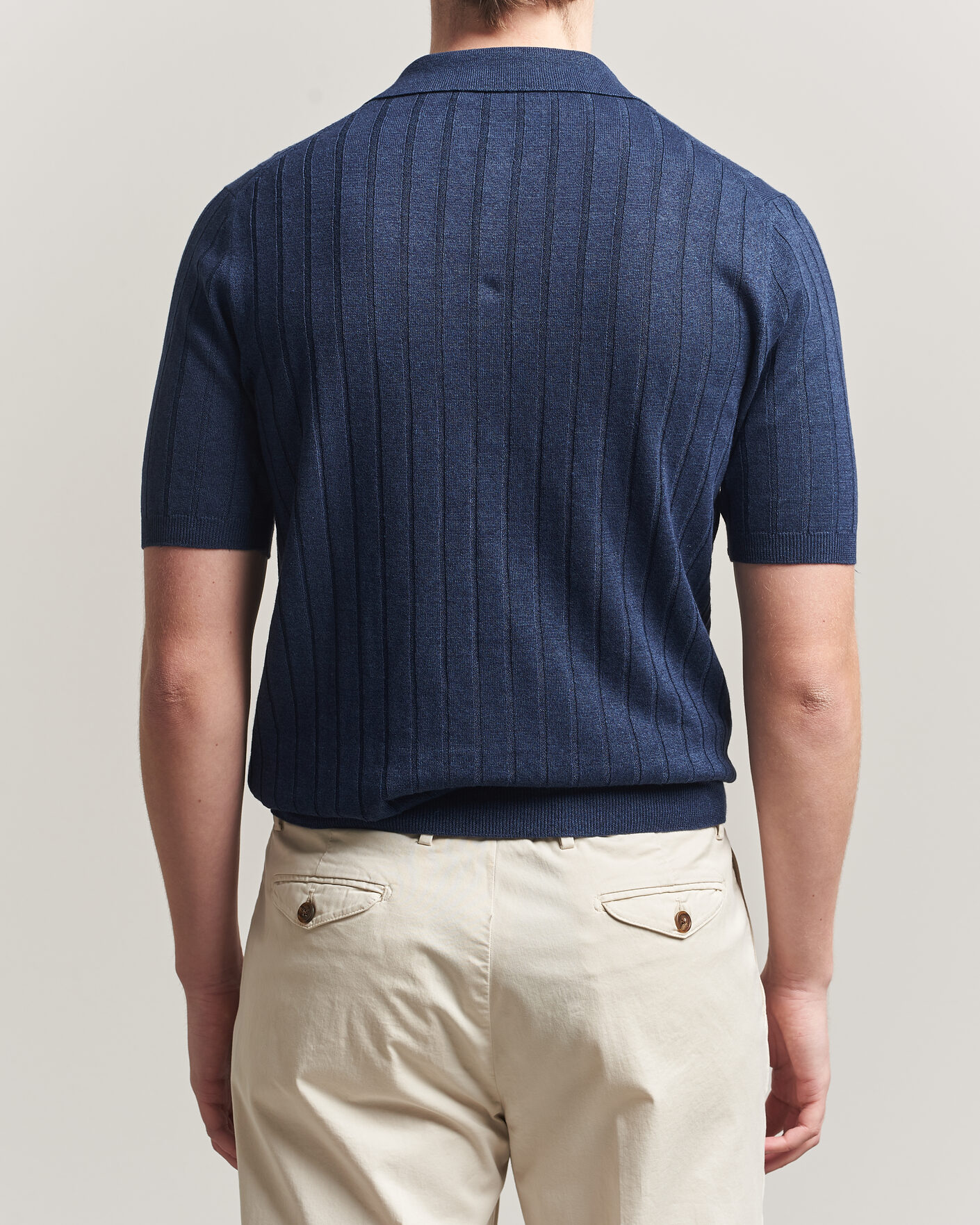 Herre | Polotrøjer | Boglioli | Short Sleeve Knitted Rib Polo Navy