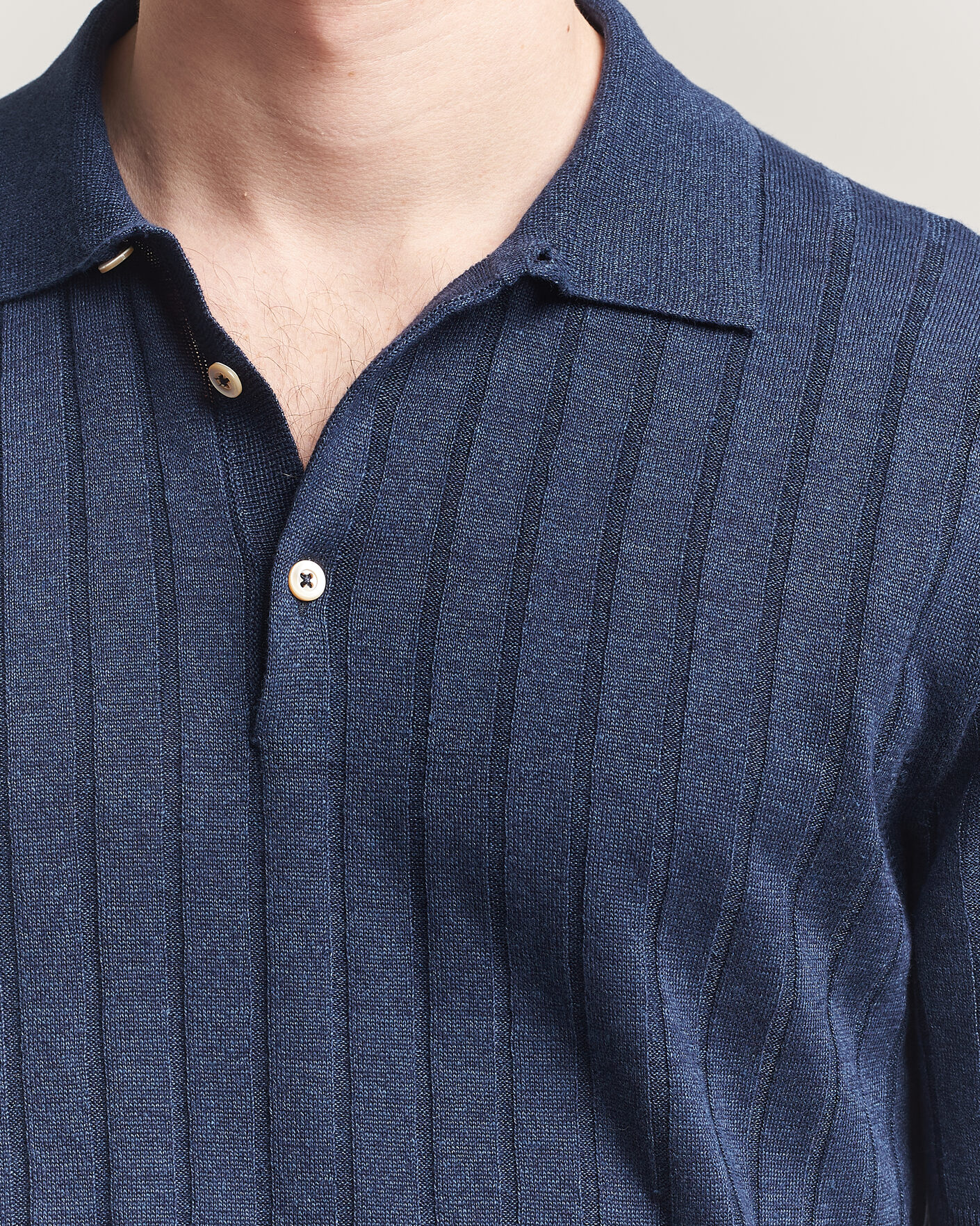 Herre | Polotrøjer | Boglioli | Short Sleeve Knitted Rib Polo Navy