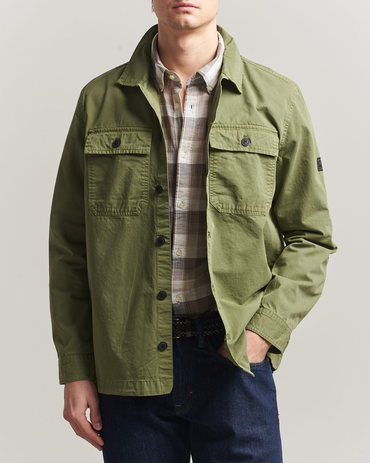 Herre | Skjorter | Barbour International | Arlo Cotton Overshirt Burnt Olive