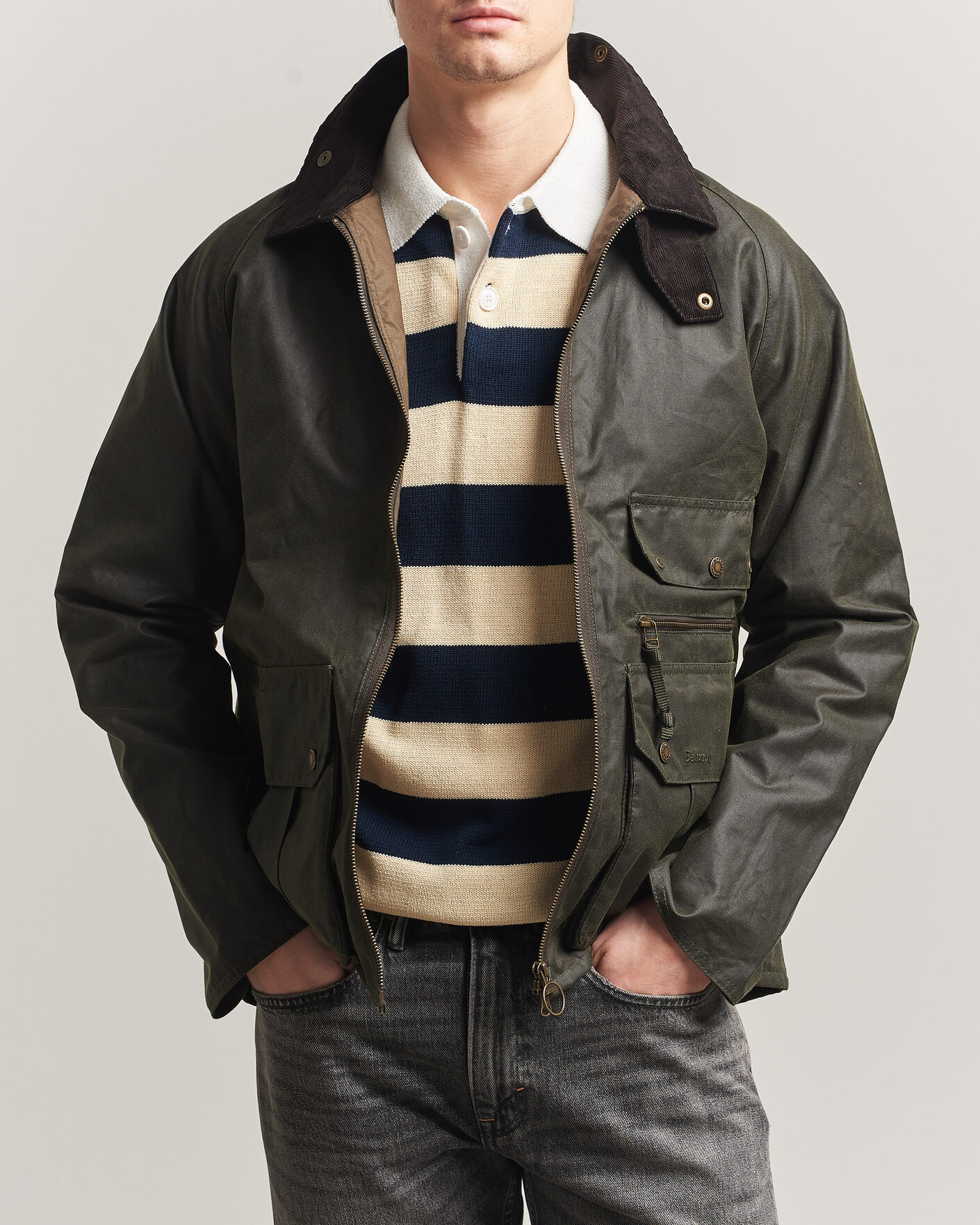Herre | Jakker | Barbour Lifestyle | Re-Engineered Blackett Spey Wax Jacket Archive Olive