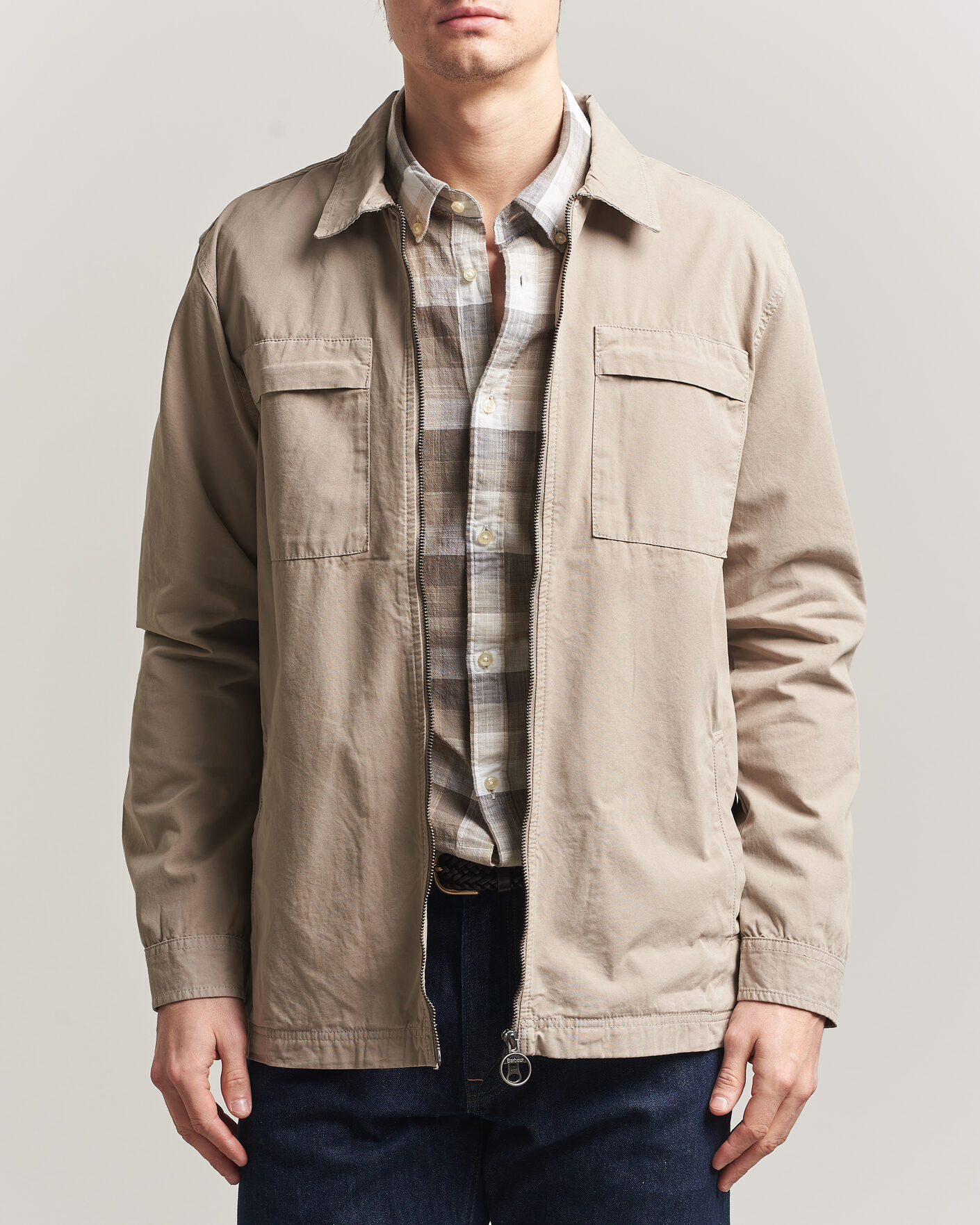 Herre | Skjorter | Barbour Lifestyle | Glendale Zip Overshirt Concrete