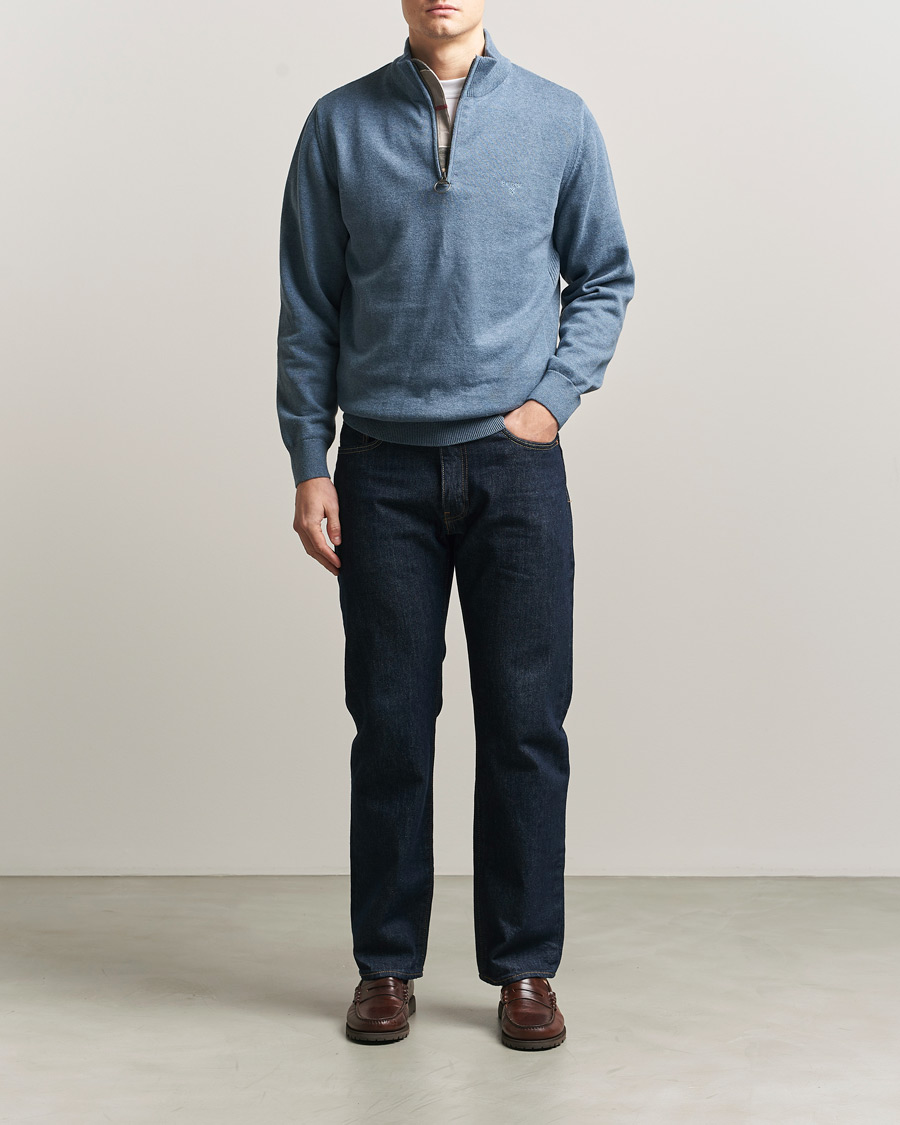 Herre | Trøjer | Barbour Lifestyle | Cotton Half Zip Dusk Blue