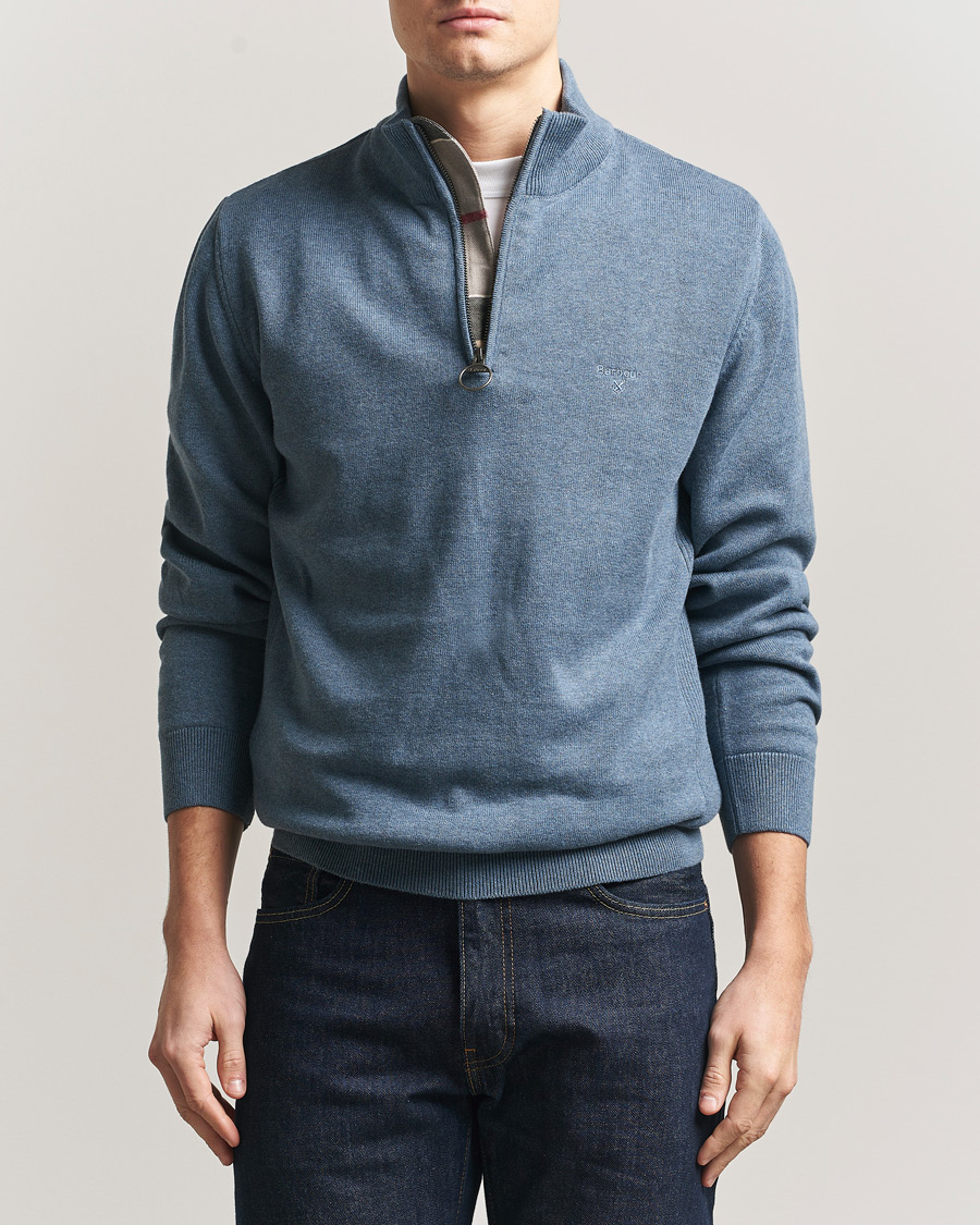 Herre | Trøjer | Barbour Lifestyle | Cotton Half Zip Dusk Blue