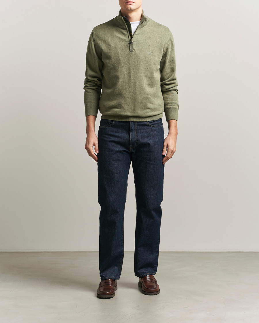 Herre | Trøjer | Barbour Lifestyle | Cotton Half Zip Smokey Olive