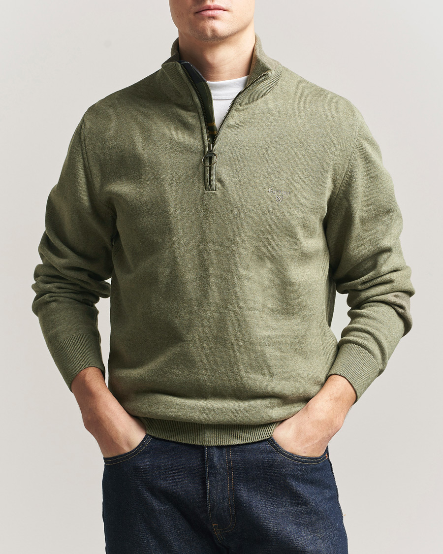 Herre | Trøjer | Barbour Lifestyle | Cotton Half Zip Smokey Olive