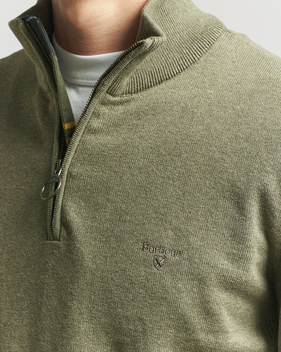 Herre | Trøjer | Barbour Lifestyle | Cotton Half Zip Smokey Olive