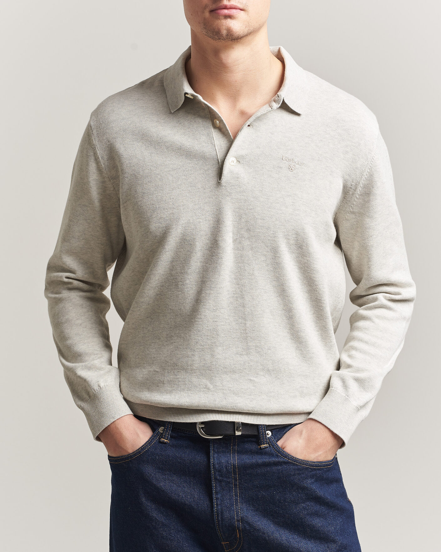 Herre | Trøjer | Barbour Lifestyle | Pima Cotton Knitted Polo Neutral