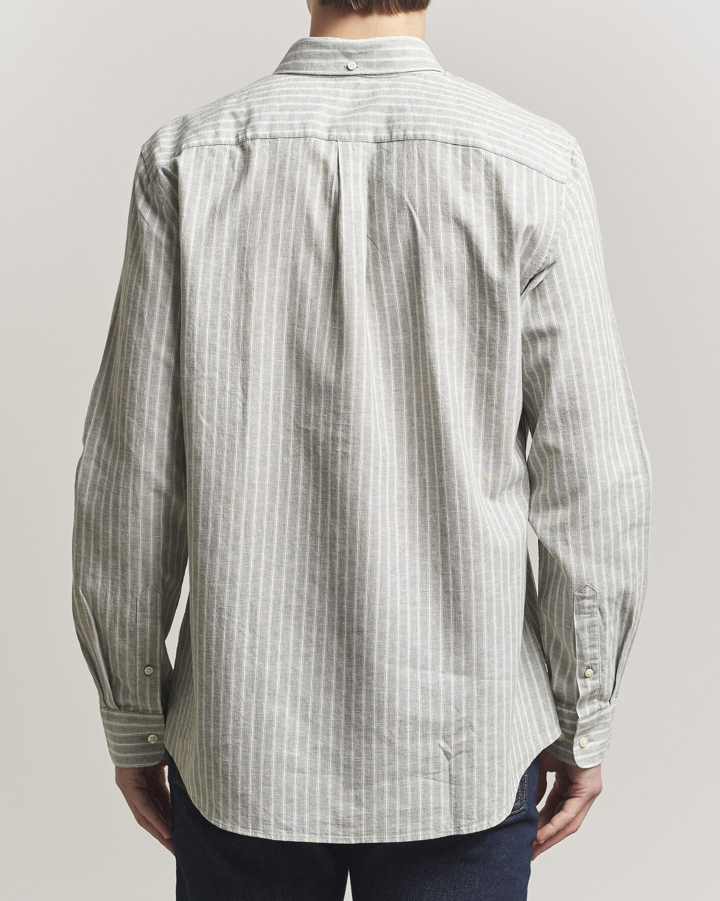 Herre | Skjorter | Barbour Lifestyle | Nelson Striped Linen/Cotton Shirt Bleached Olive