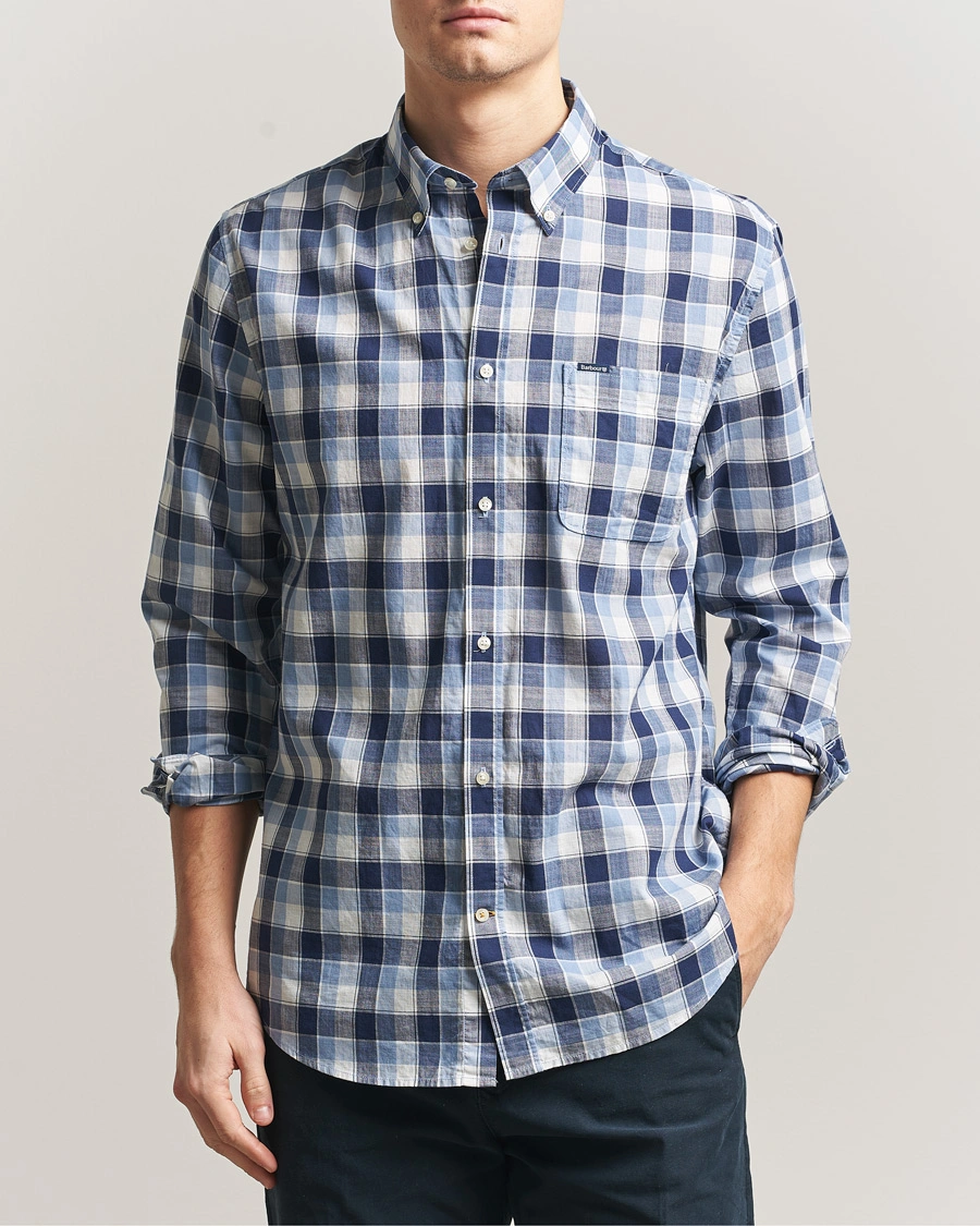Herre | Skjorter | Barbour Lifestyle | Harwood Gingaham Cotton Shirt Blue