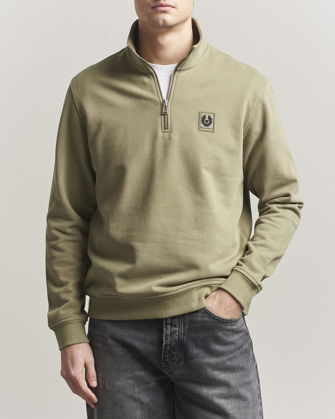 Herre | Trøjer | Belstaff | Signature Half Zip Sweatshirt Fatigue Green