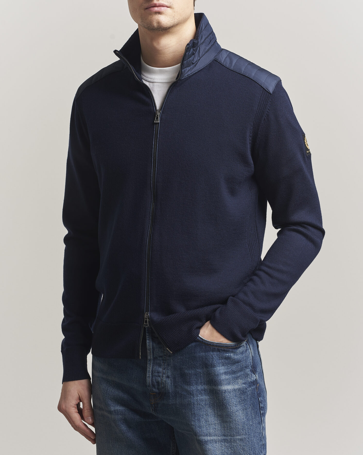 Herre | Trøjer | Belstaff | Kelby Knitted Full Zip Dark Ink