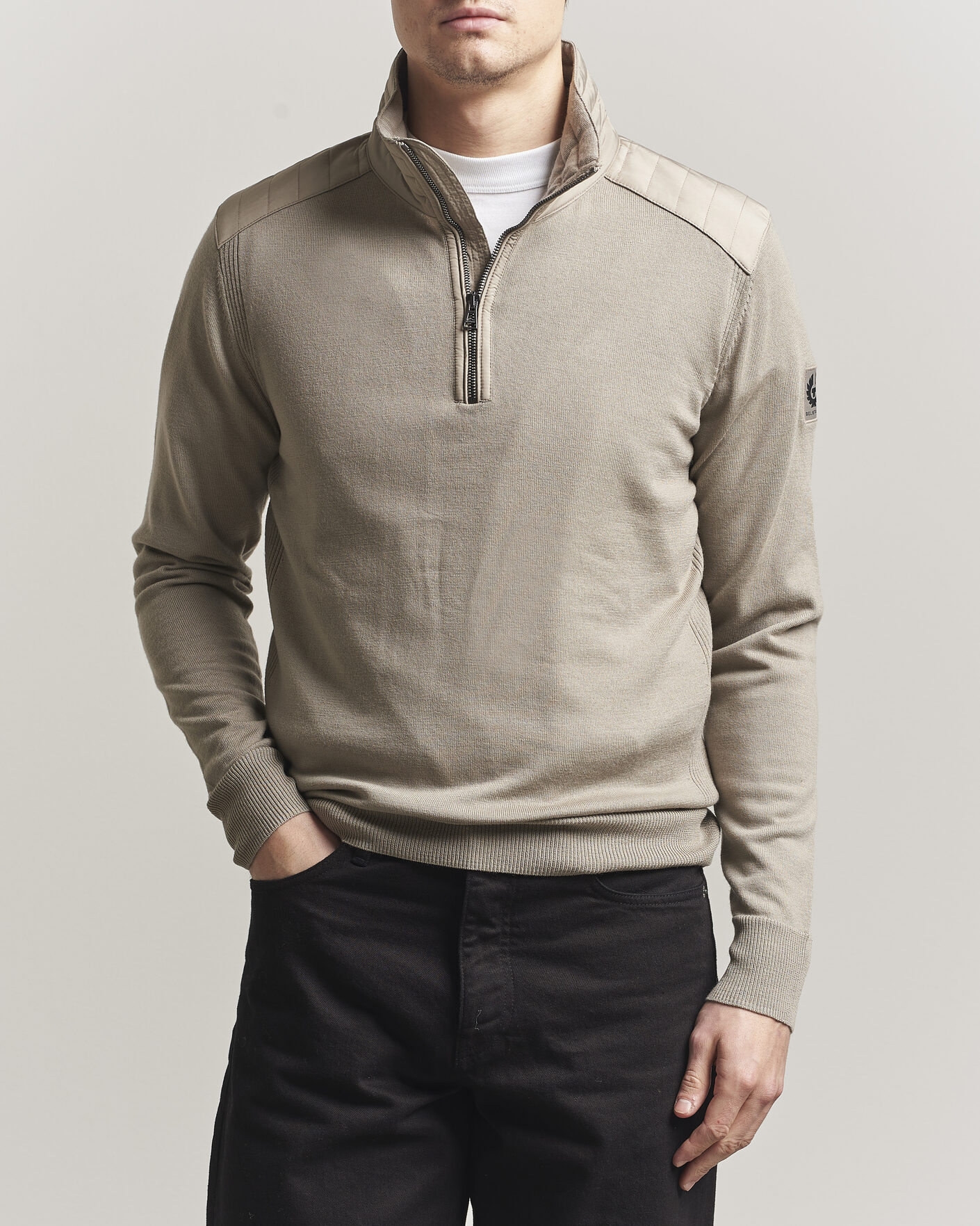 Herre | Trøjer | Belstaff | Klimington Knitted Half Zip Dark Sand