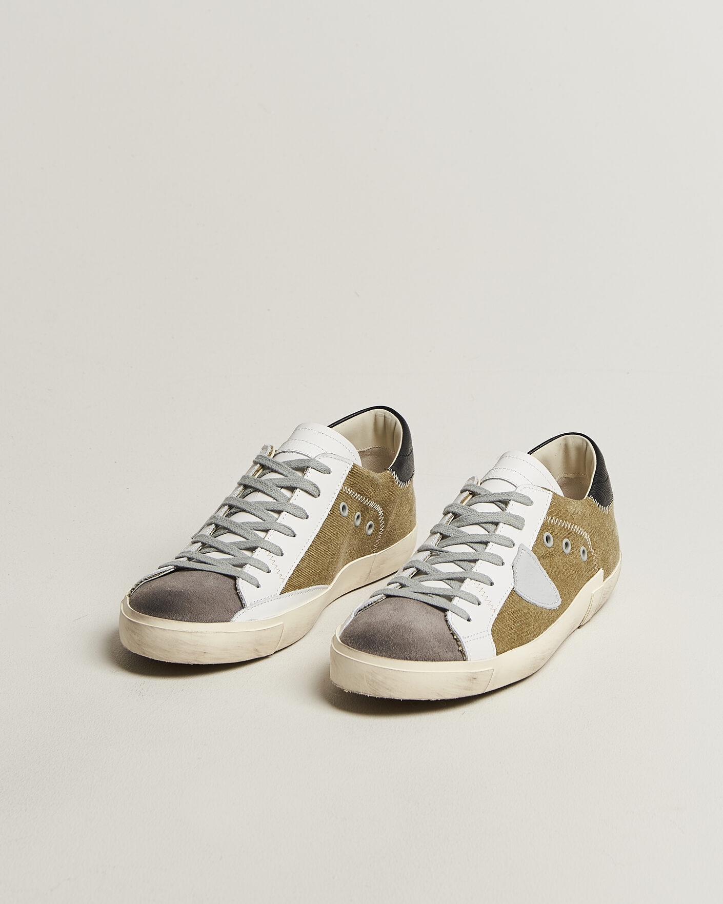 Herre | Sneakers | Philippe Model | PRSX Low Top Canvas Mix Sneaker Grey/Military