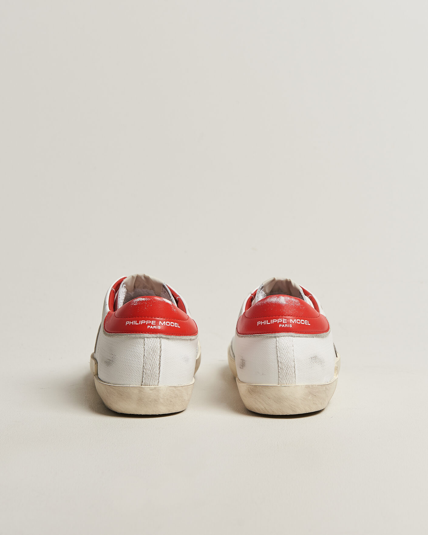 Herre | Sneakers | Philippe Model | PRSX Low Top Canvas Mix Sneaker White/Red