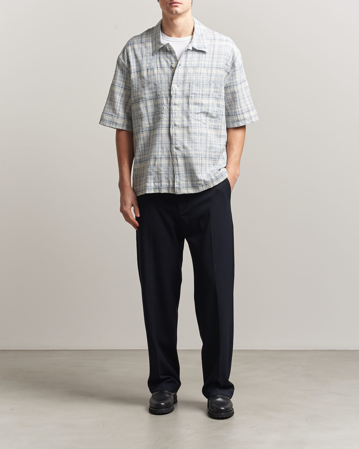 Herre | Skjorter | Sunflower | Adam Short Sleeve Shirt Light Blue Check