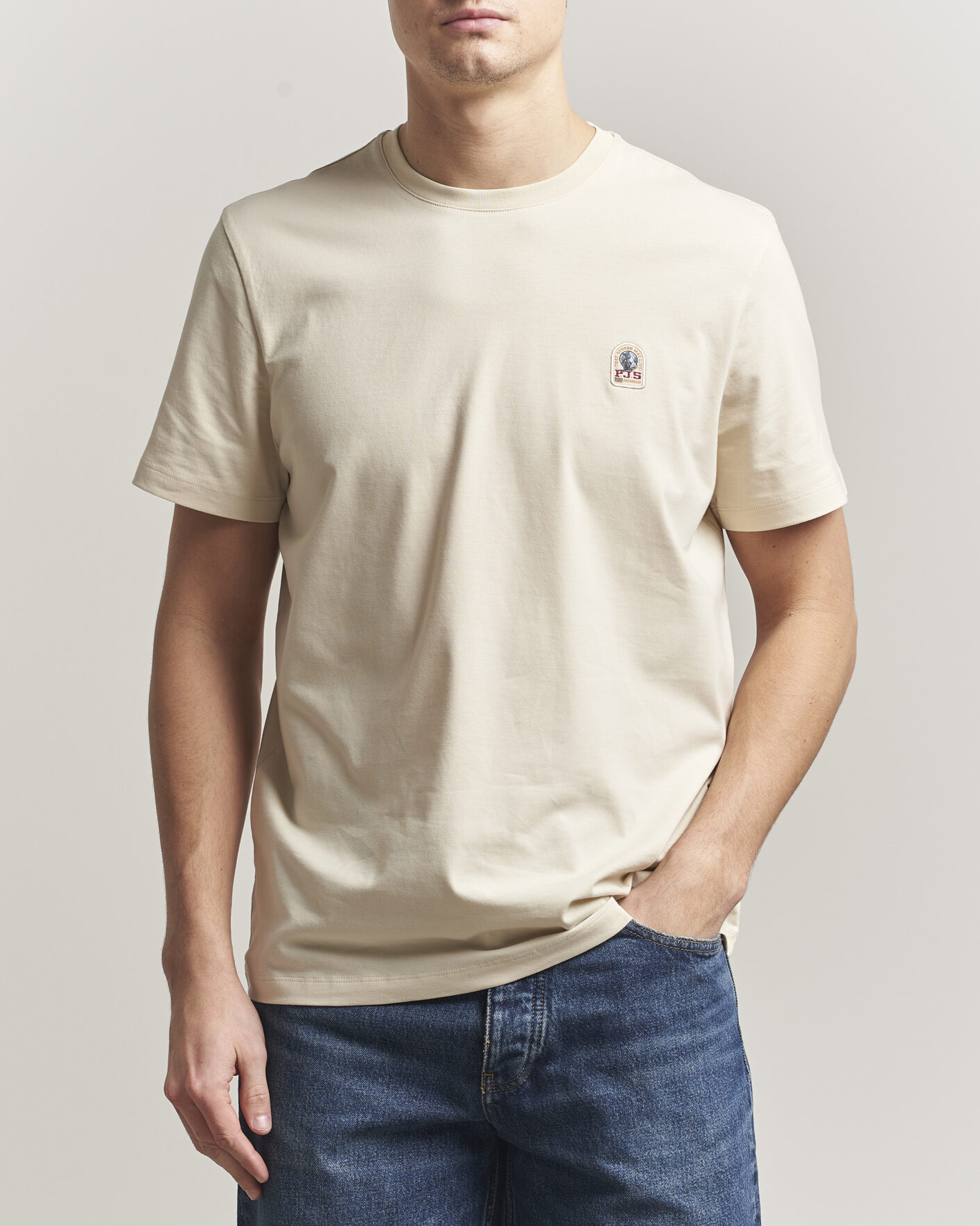 Herre | T-Shirts | Parajumpers | Patch Crew Neck T-Shirt Bone