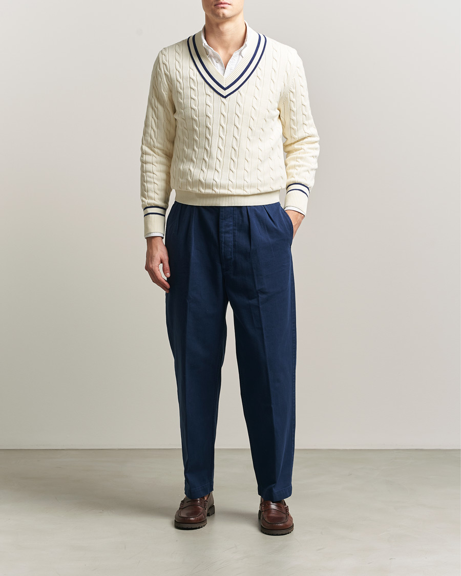 Herre | Bukser | Polo Ralph Lauren | Pleated Cotton Twill Chinos Dark Cobalt