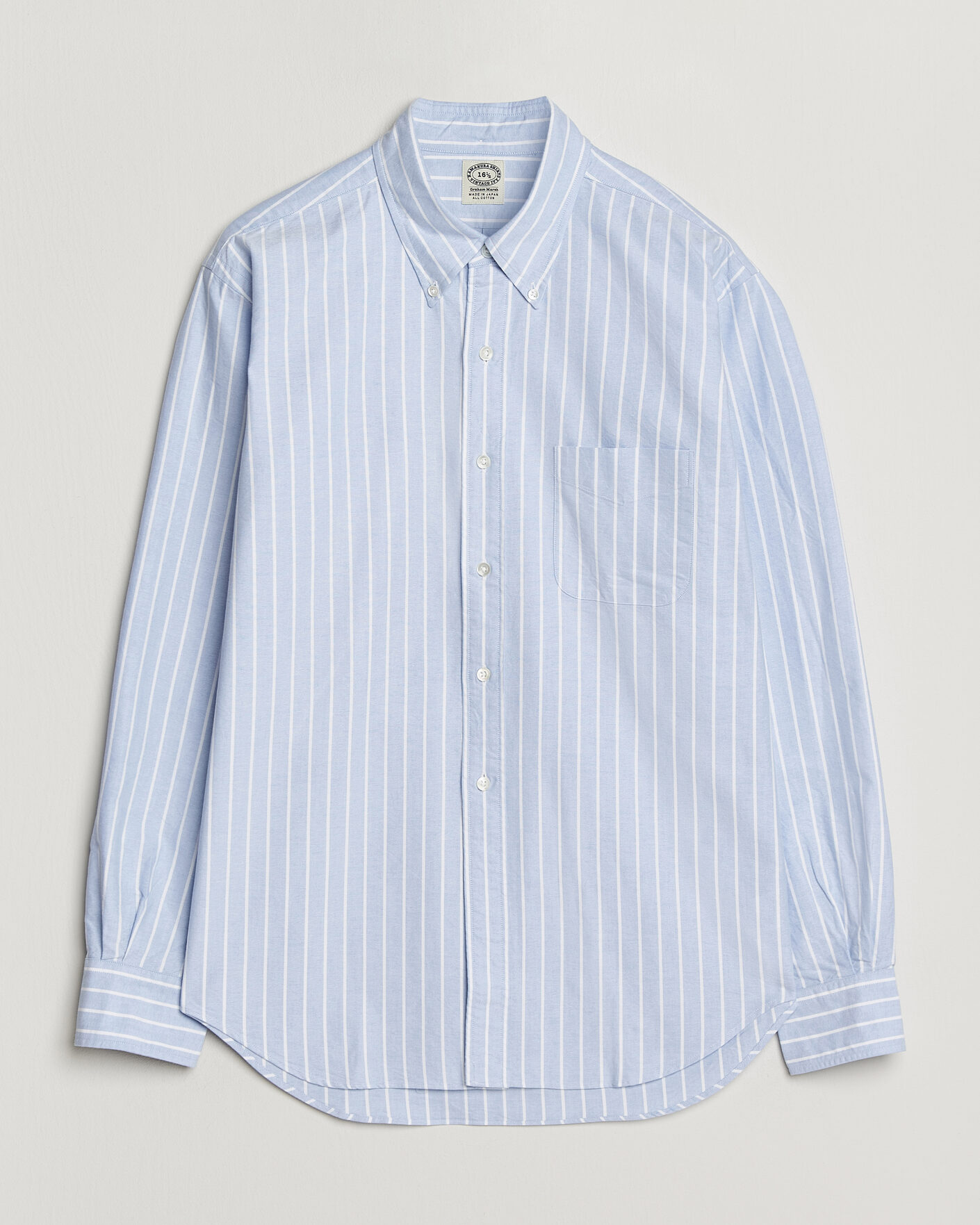 Herre | Skjorter | Kamakura Shirts | Vintage Ivy Oxford BD Shirt Blue Blazer Stripe