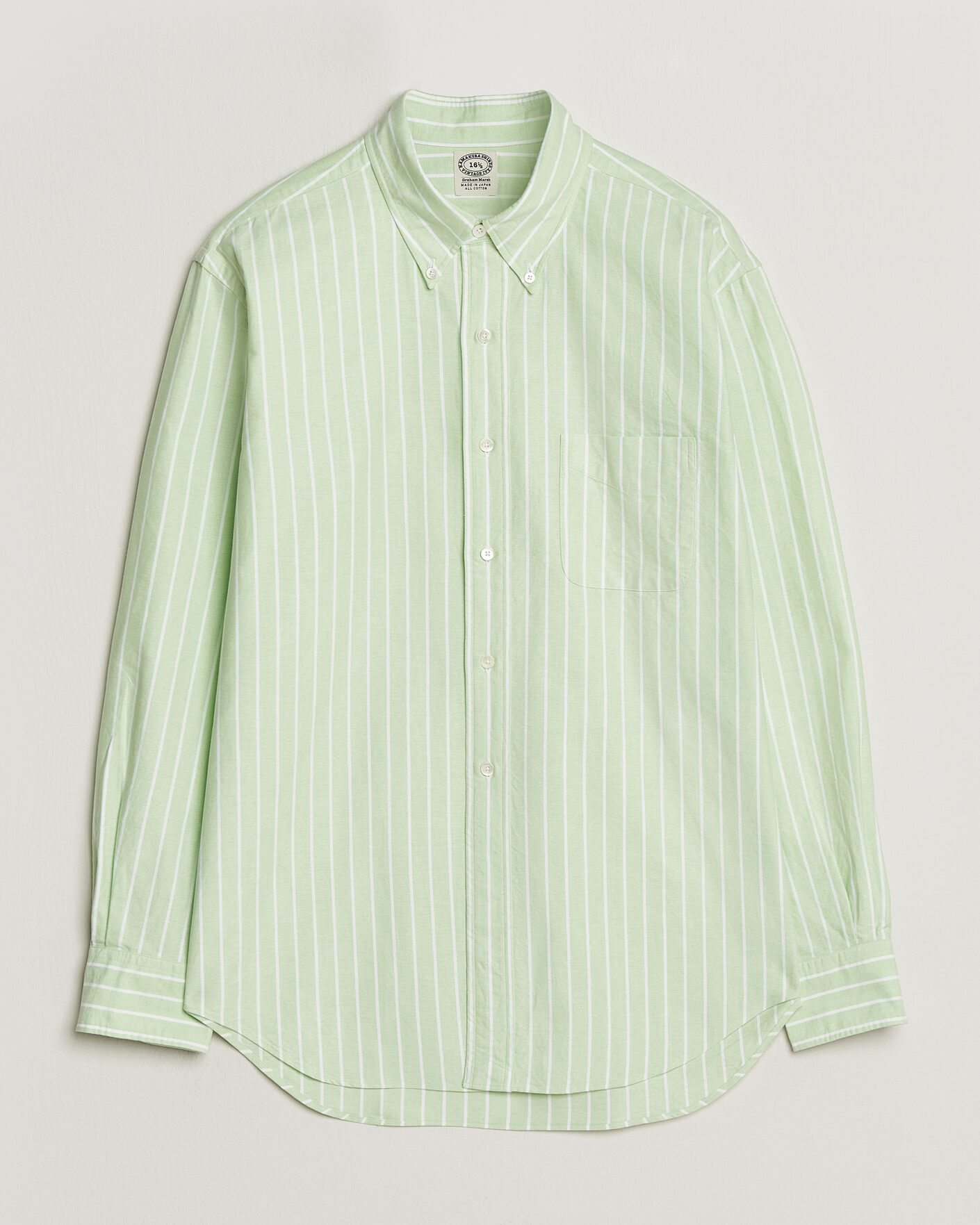 Herre | Skjorter | Kamakura Shirts | Vintage Ivy Oxford BD Shirt Green Blazer Stripe