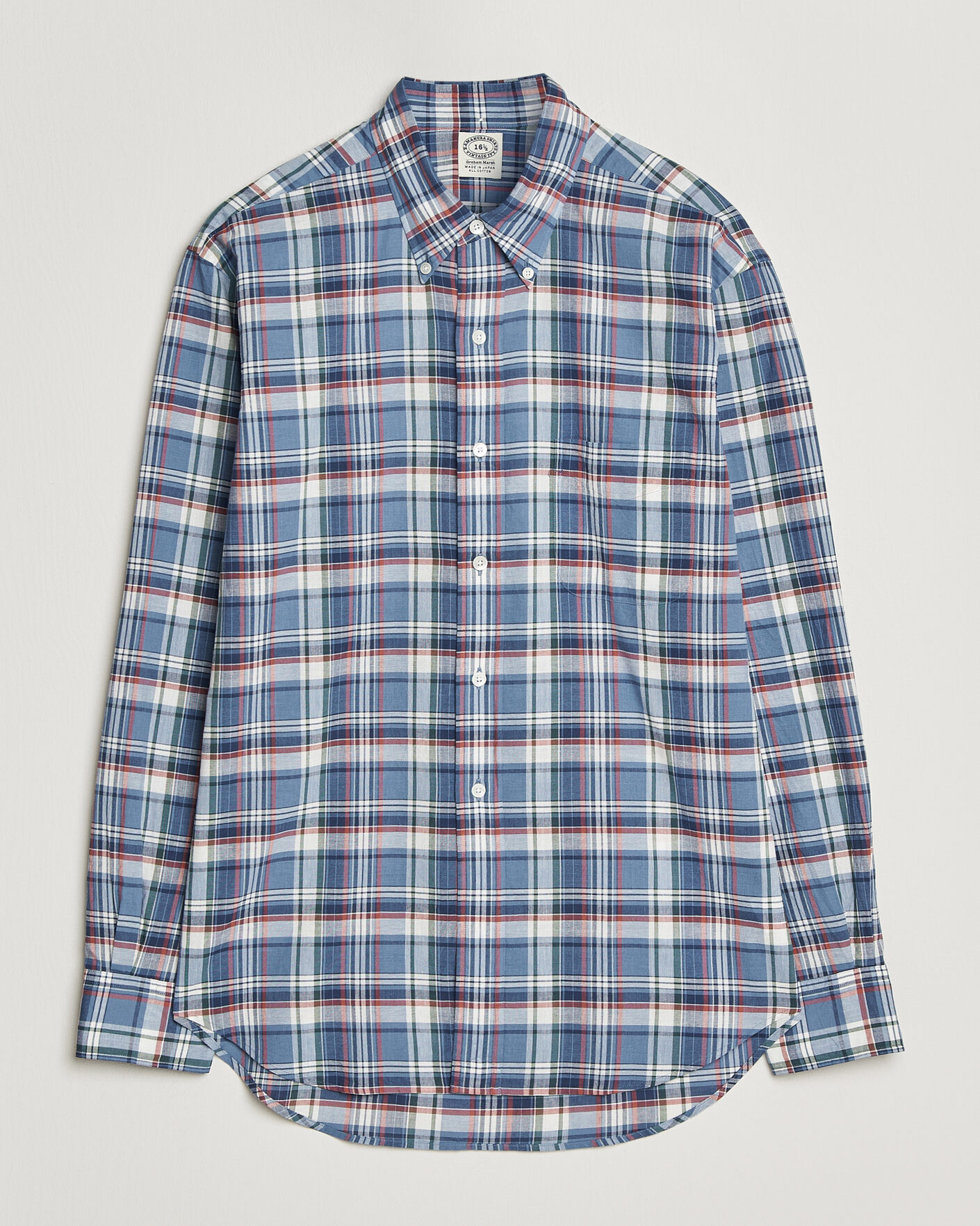 Herre | Skjorter | Kamakura Shirts | Vintage Ivy Button Down Shirt Blue Madras