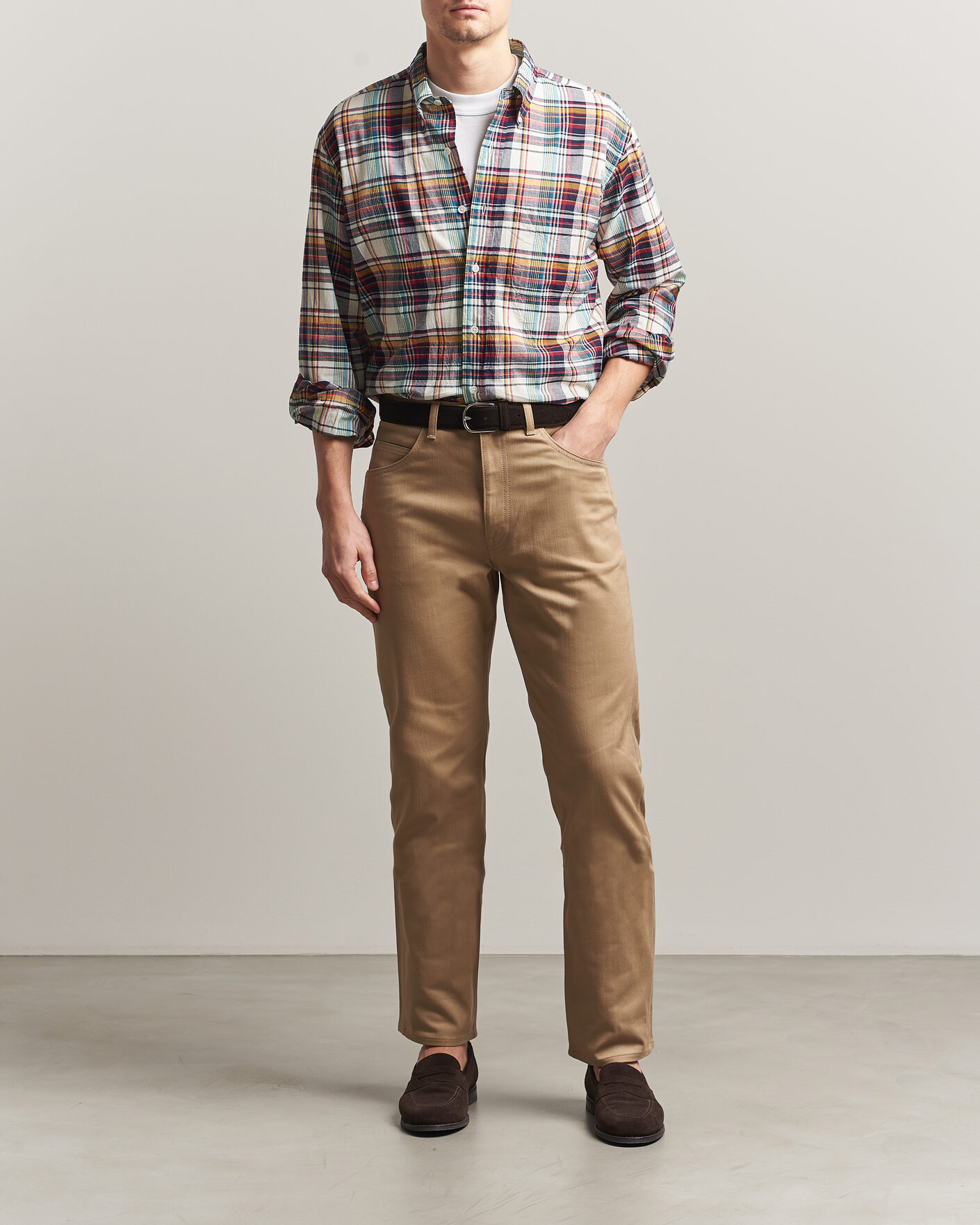 Herre | Skjorter | Kamakura Shirts | Vintage Ivy Button Down Shirt Yellow Madras