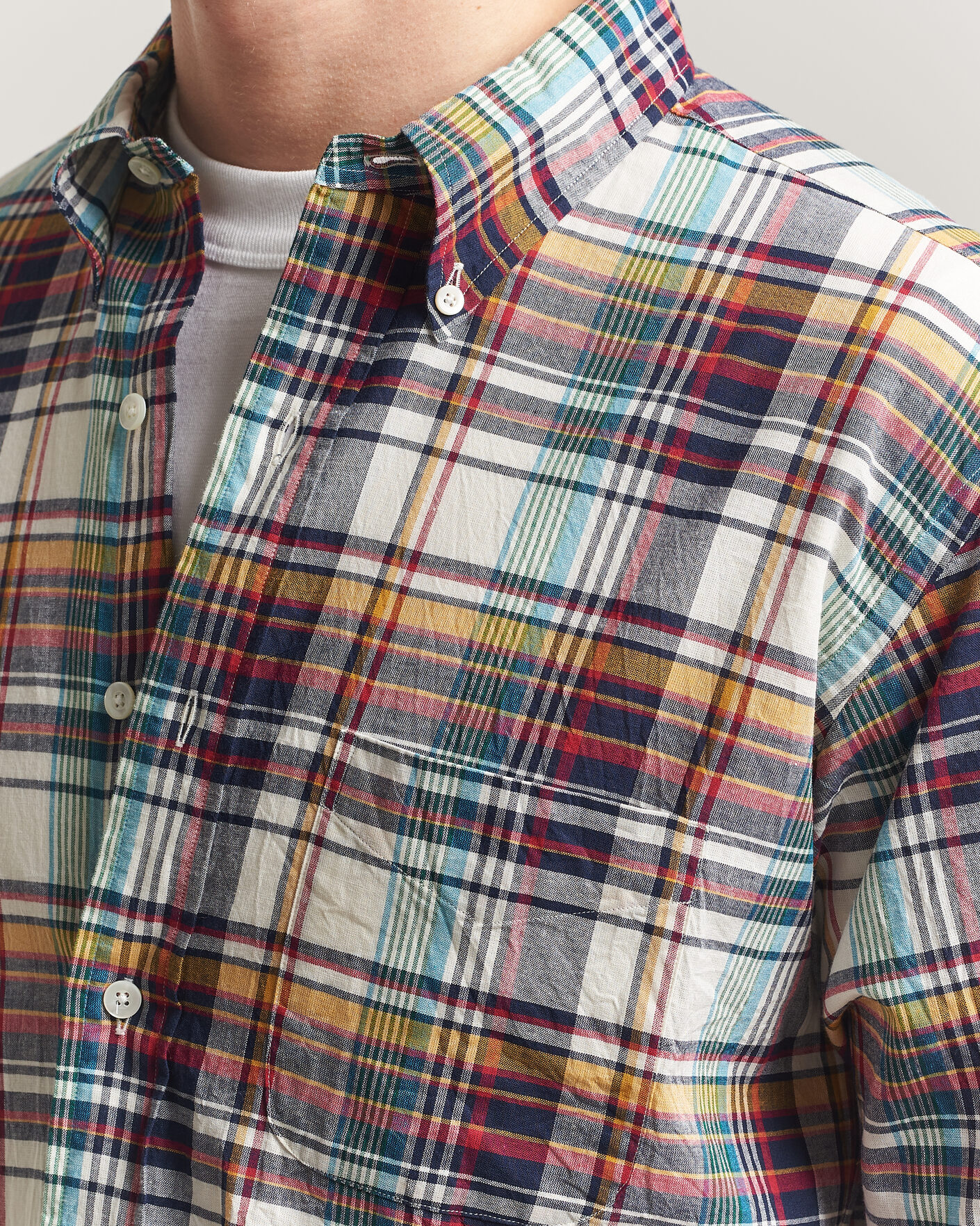 Herre | Skjorter | Kamakura Shirts | Vintage Ivy Button Down Shirt Yellow Madras