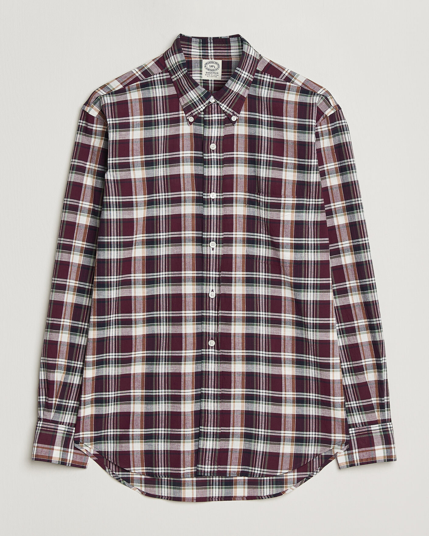 Herre | Skjorter | Kamakura Shirts | Vintage Ivy Button Down Shirt Red Madras