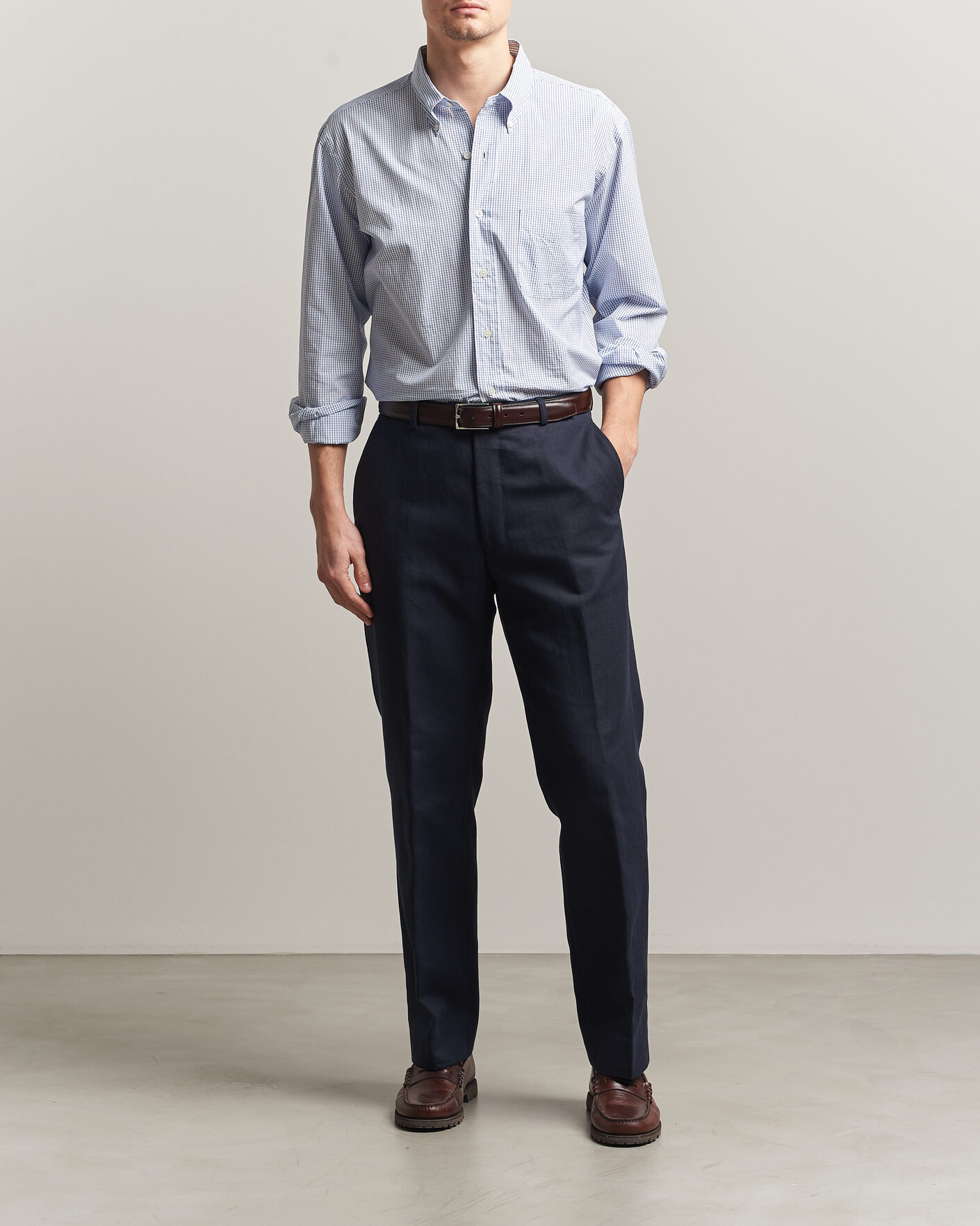 Herre | Skjorter | Kamakura Shirts | Vintage Ivy Button Down Shirt Blue Check