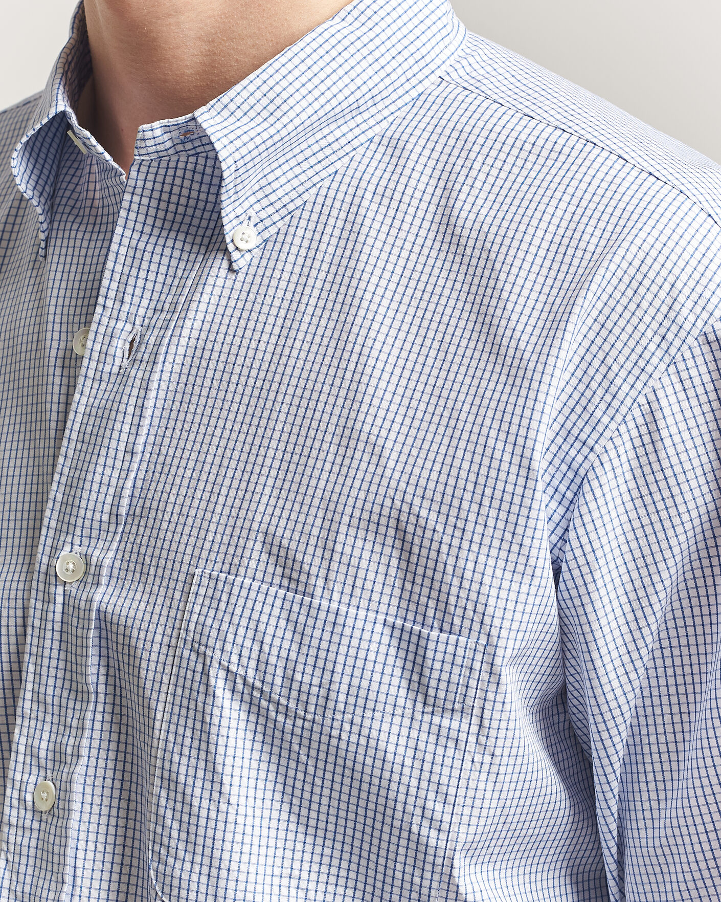 Herre | Skjorter | Kamakura Shirts | Vintage Ivy Button Down Shirt Blue Check