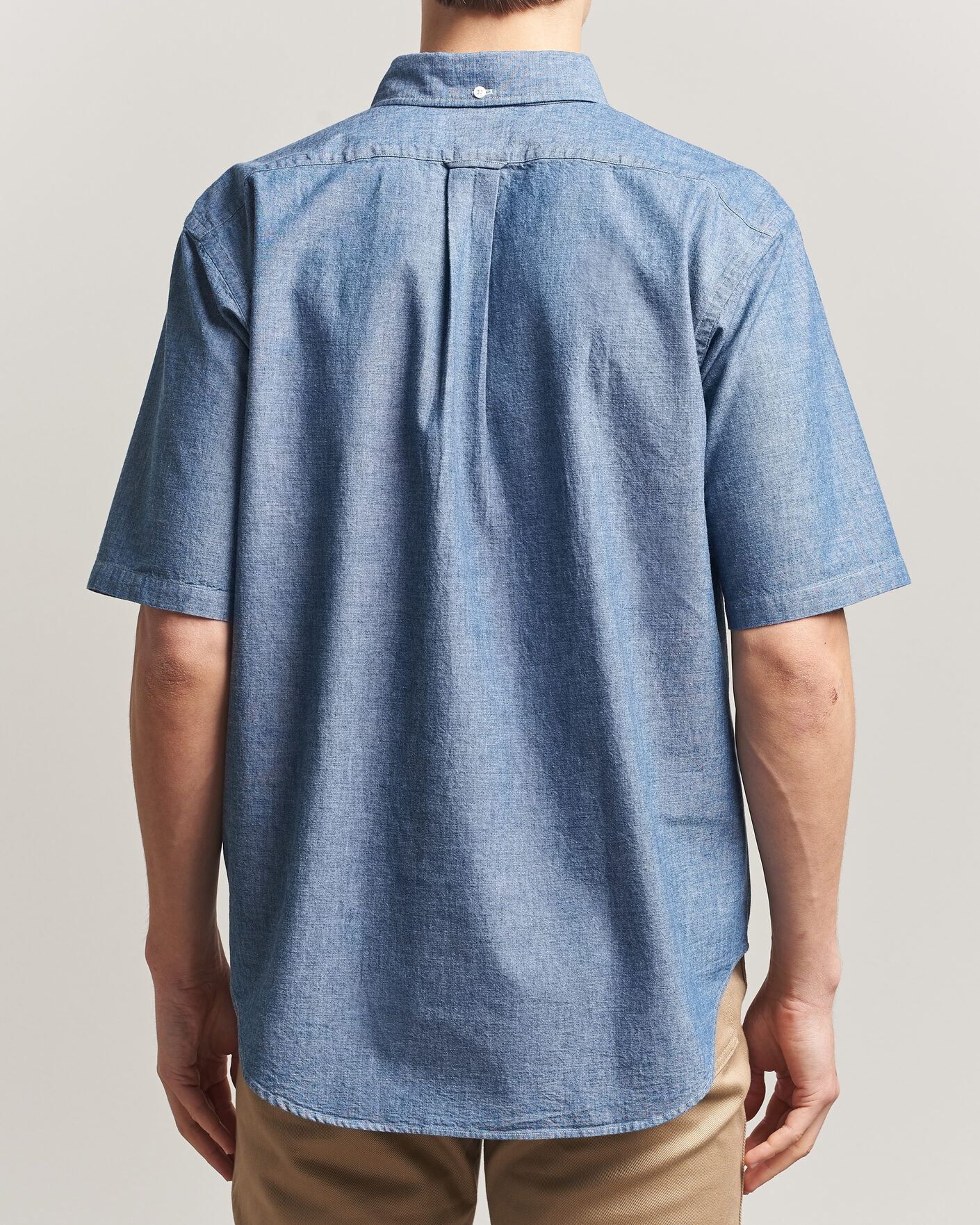 Herre | Skjorter | Kamakura Shirts | Vintage Ivy Half Sleeve Chambray Popover Blue