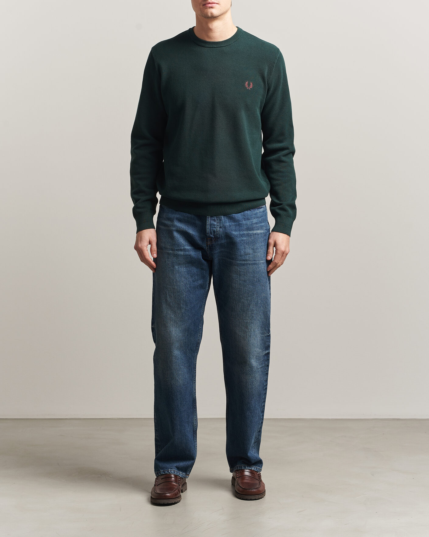 Herre | Trøjer | Fred Perry | Piqué Stitched Sweater Grassroots Green