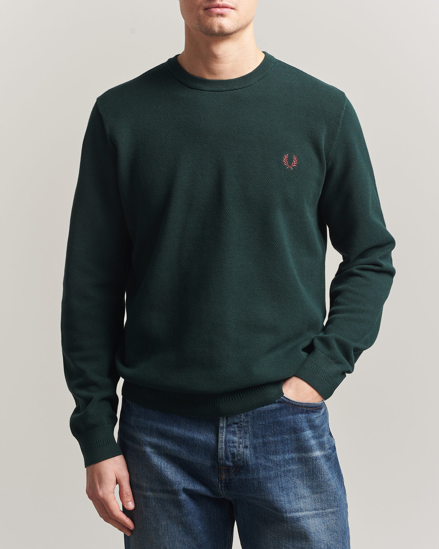 Herre | Trøjer | Fred Perry | Piqué Stitched Sweater Grassroots Green