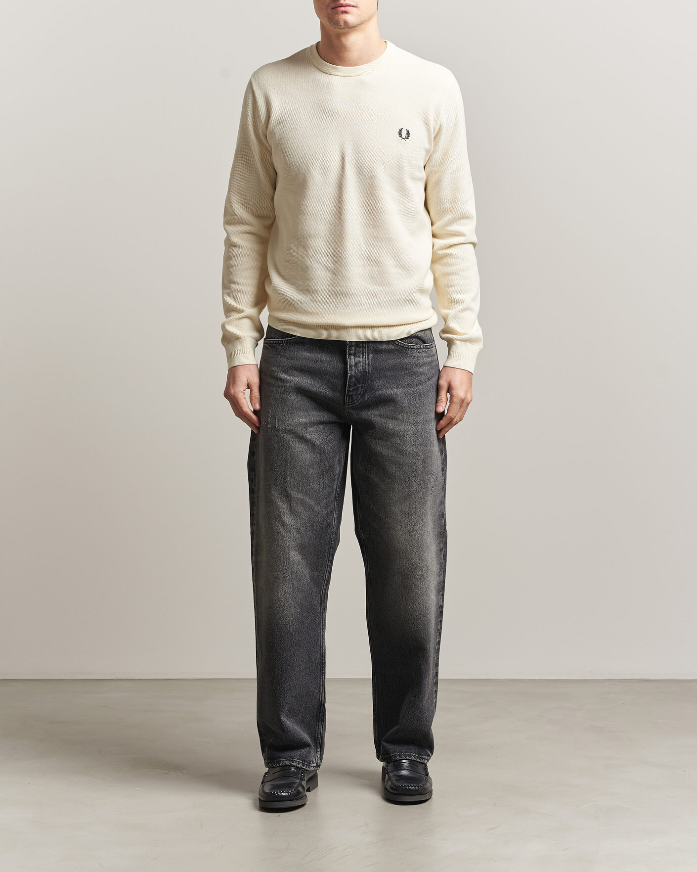 Herre | Trøjer | Fred Perry | Piqué Stitched Sweater Ecru