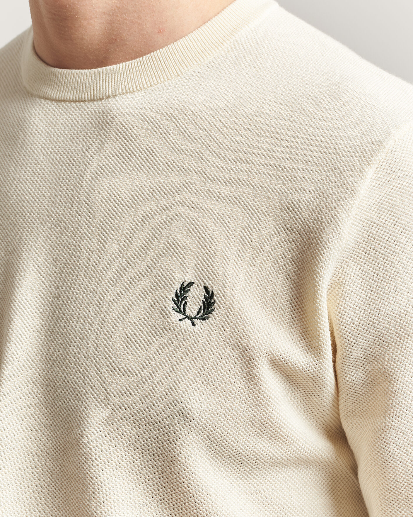 Herre | Trøjer | Fred Perry | Piqué Stitched Sweater Ecru