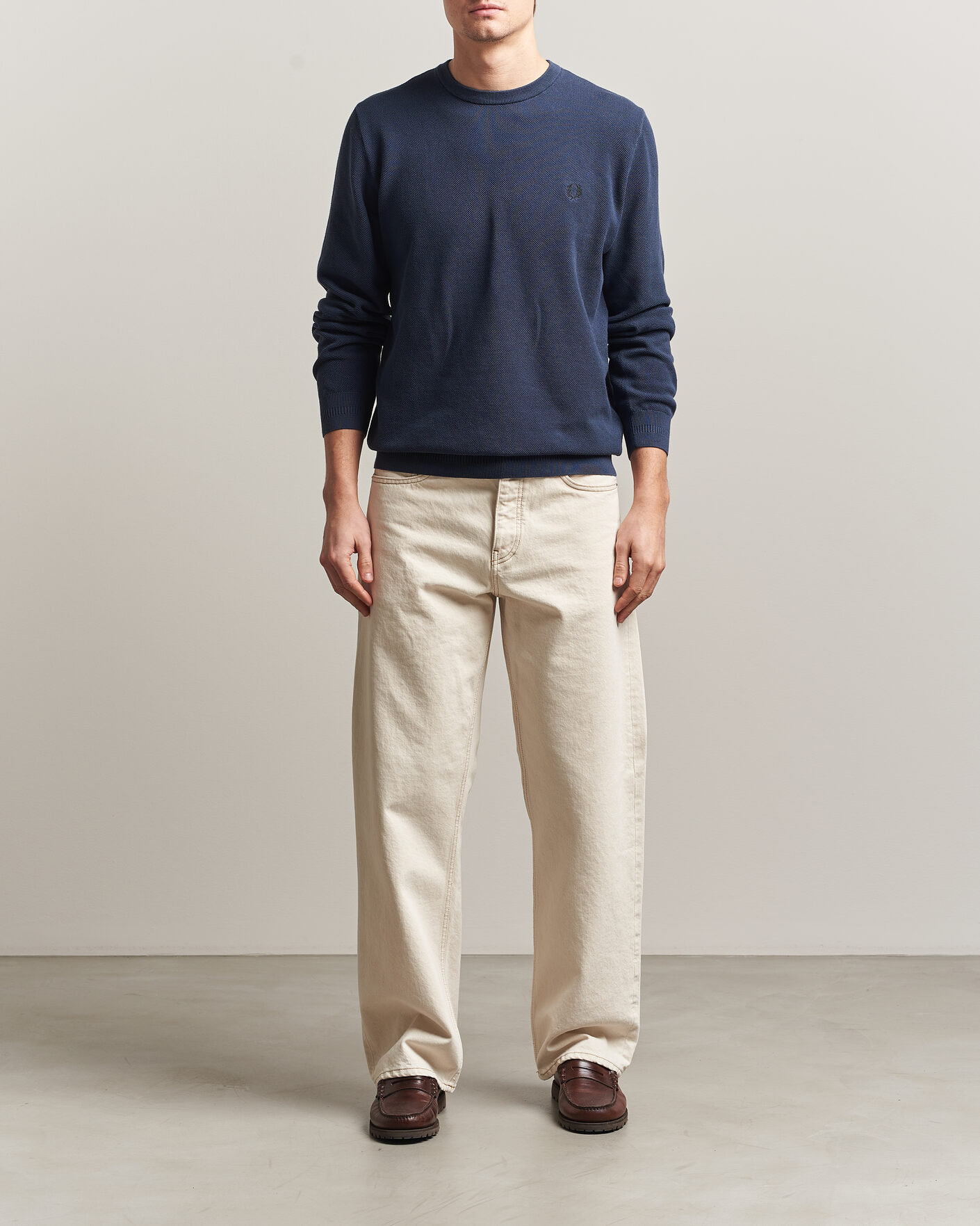 Herre | Trøjer | Fred Perry | Piqué Stitched Sweater Dark Airforce