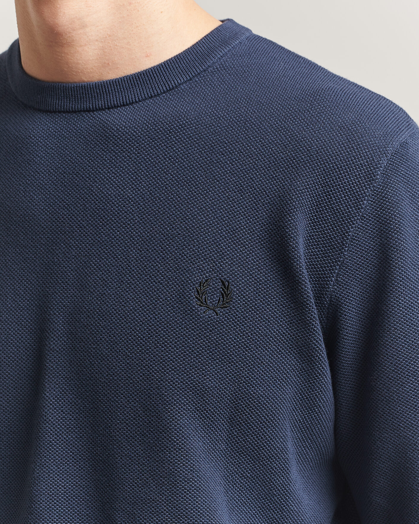 Herre | Trøjer | Fred Perry | Piqué Stitched Sweater Dark Airforce