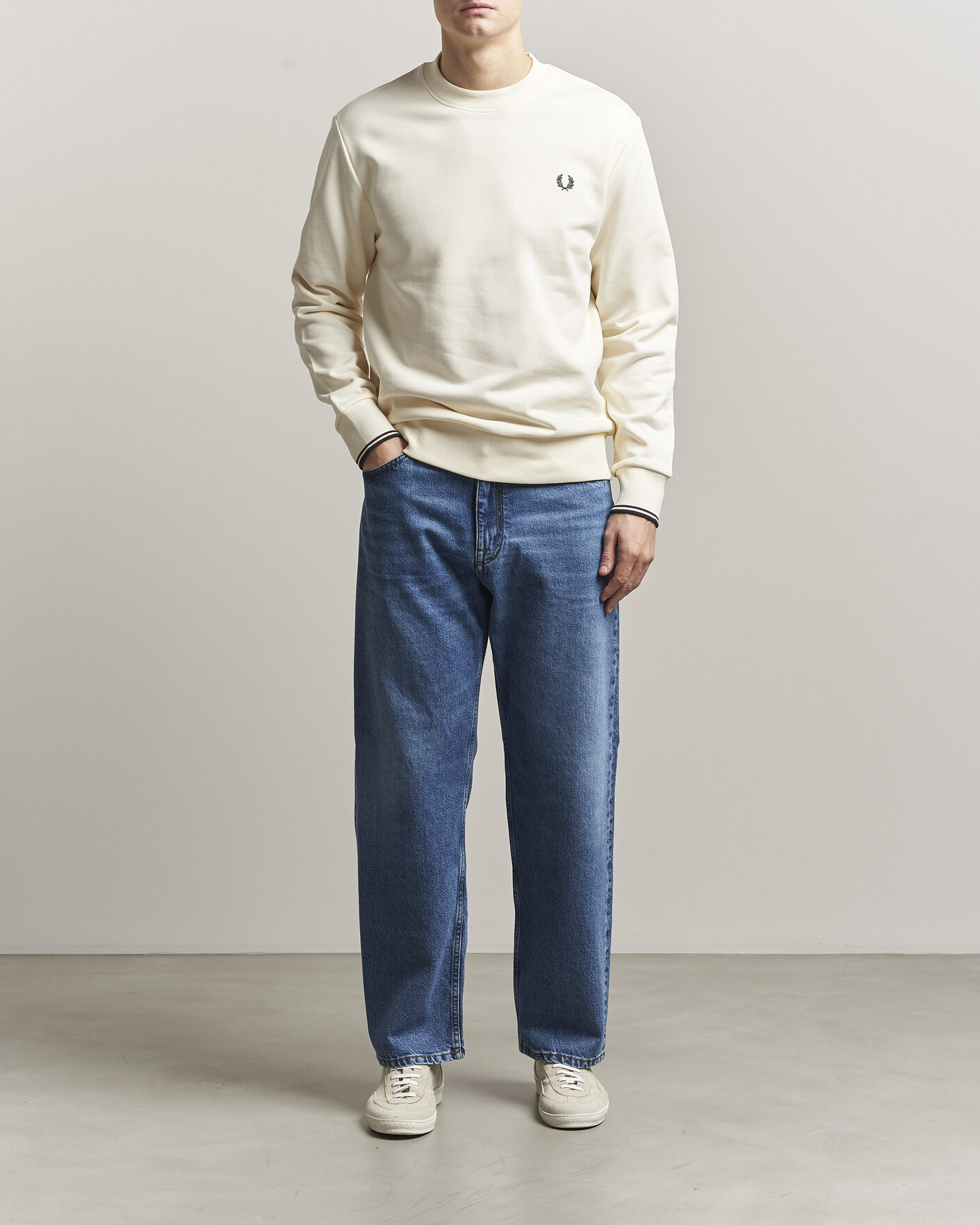 Herre | Trøjer | Fred Perry | Crew Neck Sweatshirt Ecru
