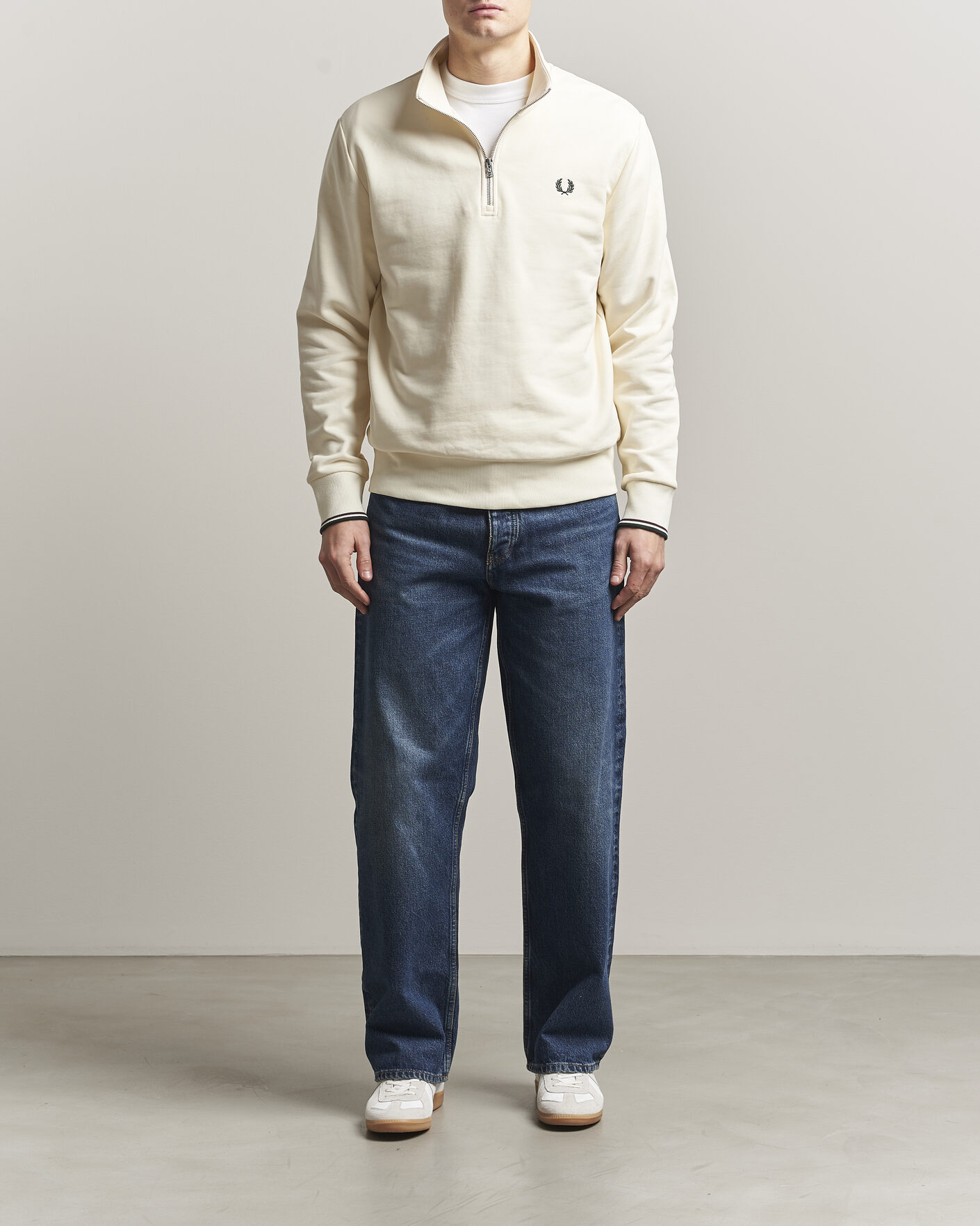 Herre | Trøjer | Fred Perry | Half Zip Sweatshirt Ecru