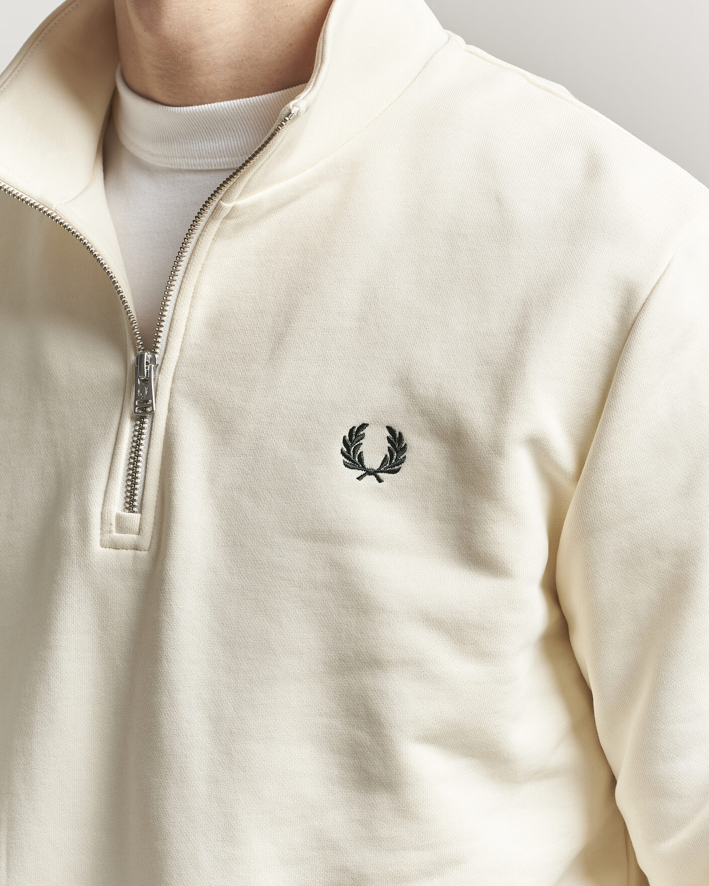 Herre | Trøjer | Fred Perry | Half Zip Sweatshirt Ecru