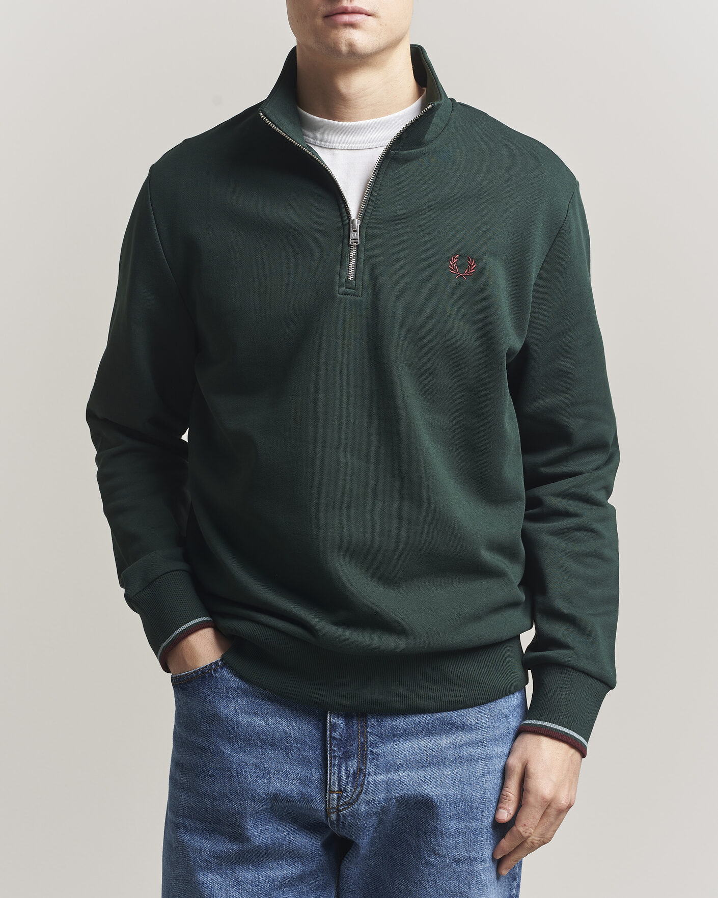 Herre | Trøjer | Fred Perry | Half Zip Sweatshirt Grassroots Green