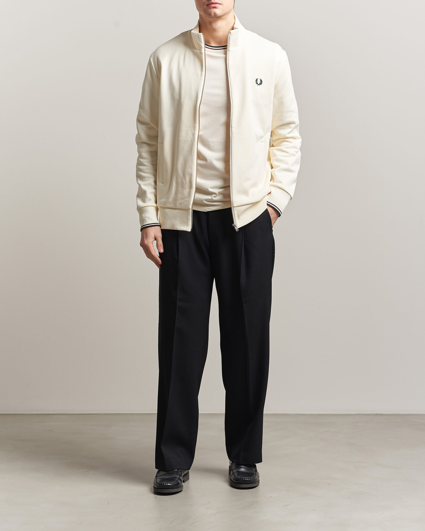 Herre | Trøjer | Fred Perry | Full Zip Sweatshirt Ecru