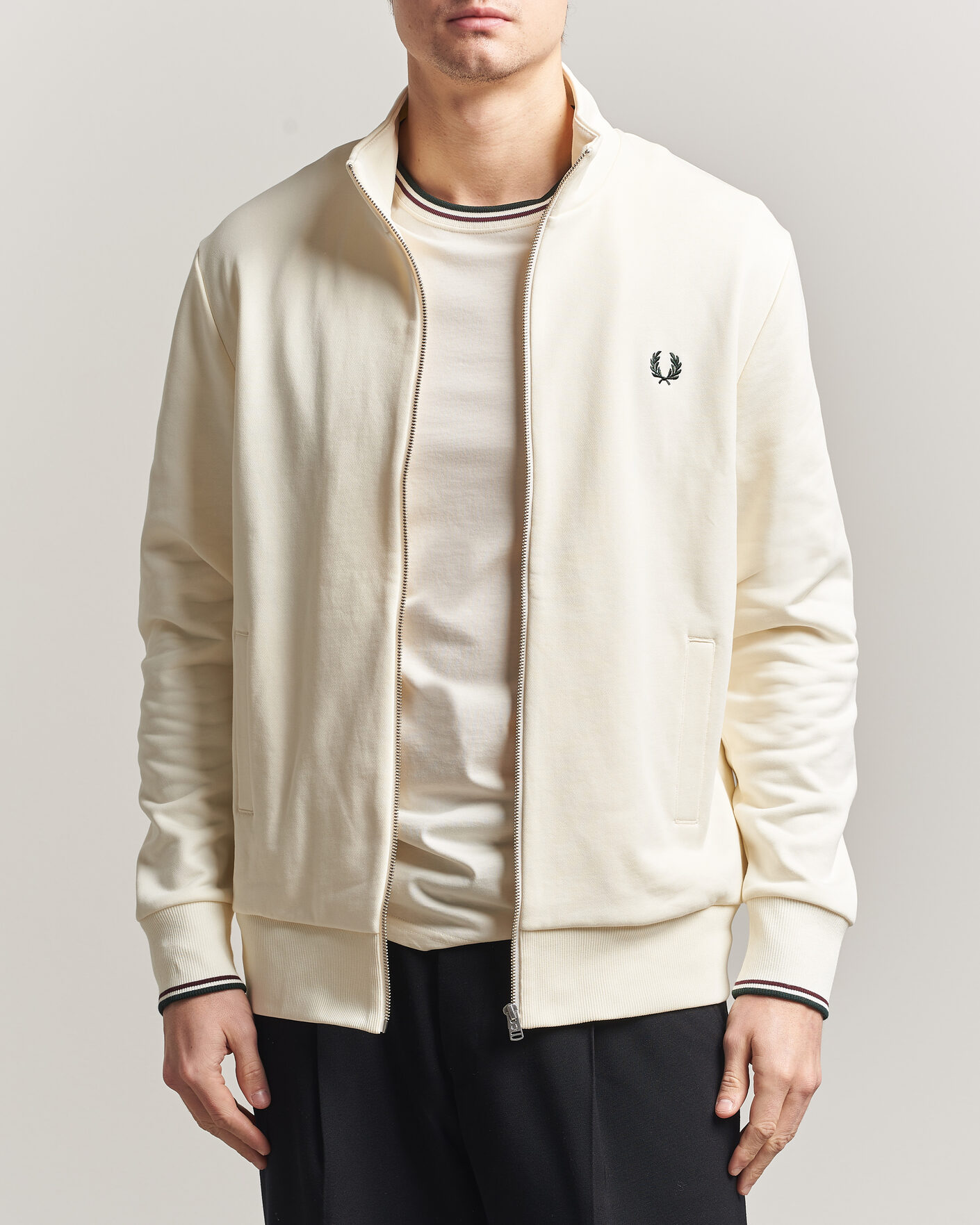 Herre | Trøjer | Fred Perry | Full Zip Sweatshirt Ecru