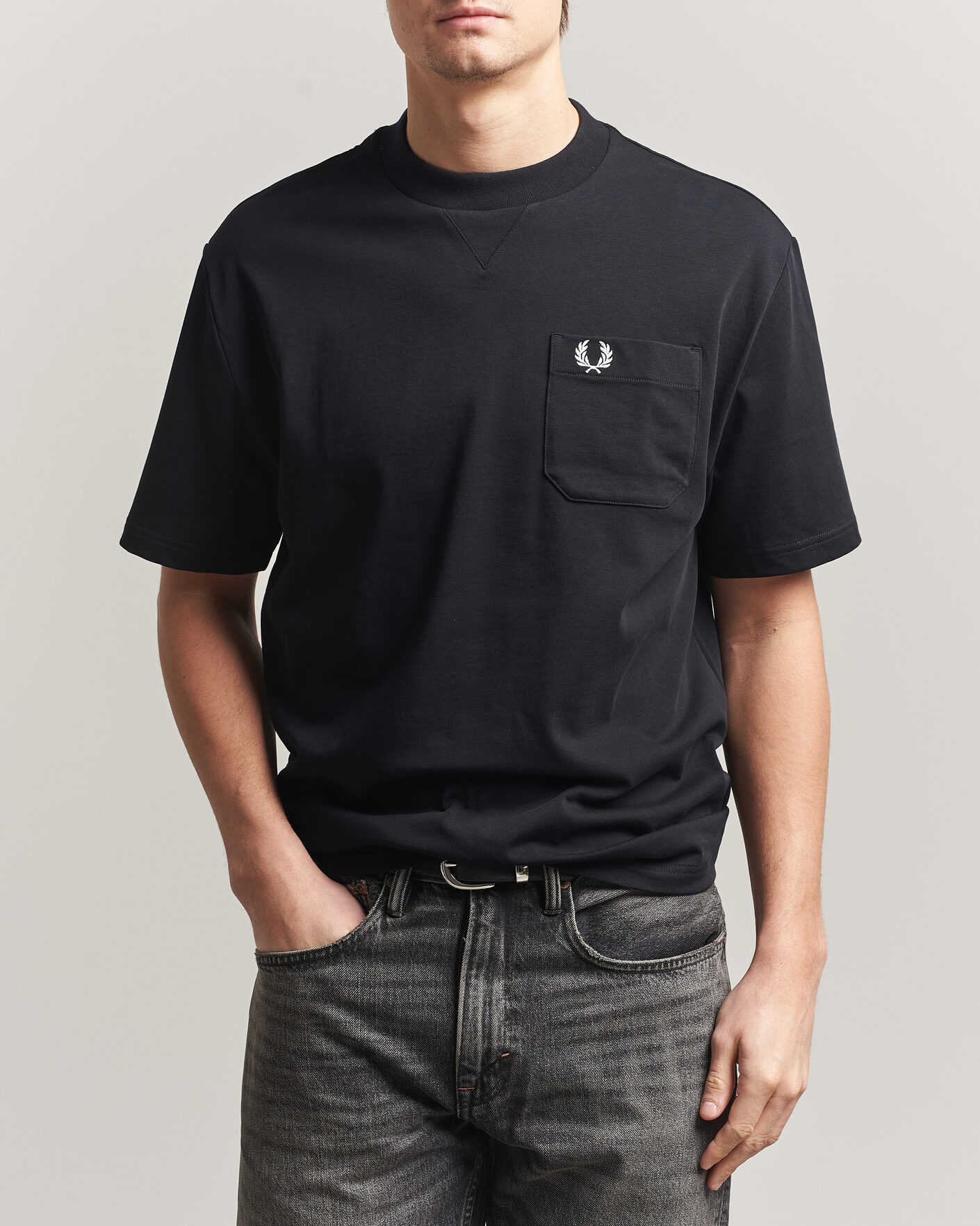 Herre | T-Shirts | Fred Perry | Heavy Pocket T-Shirt Black