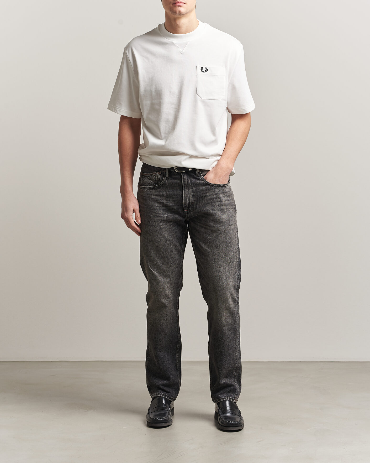 Herre | T-Shirts | Fred Perry | Heavy Pocket T-Shirt Snow White