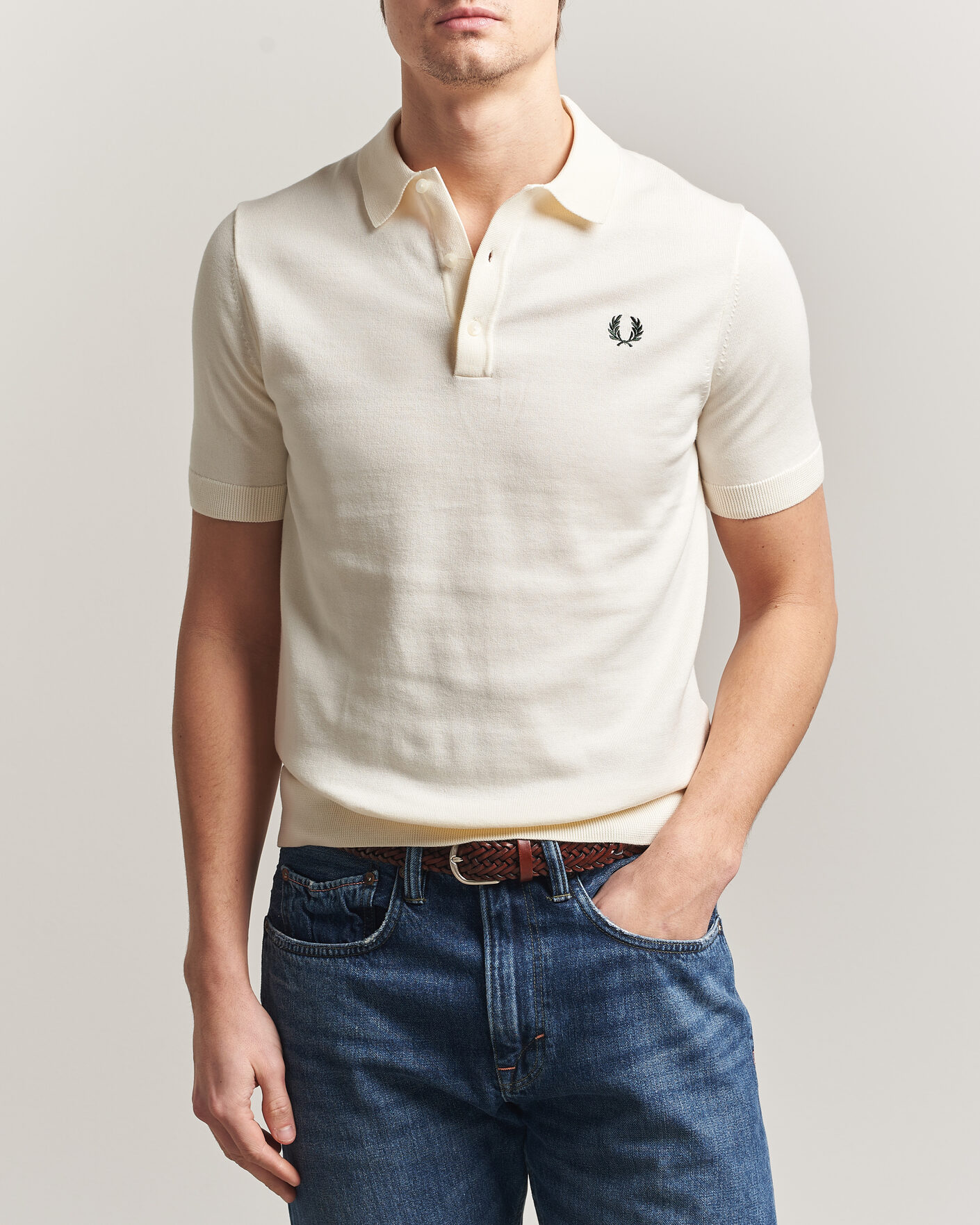 Herre | Polotrøjer | Fred Perry | Cotton Knitted Polo Ecru