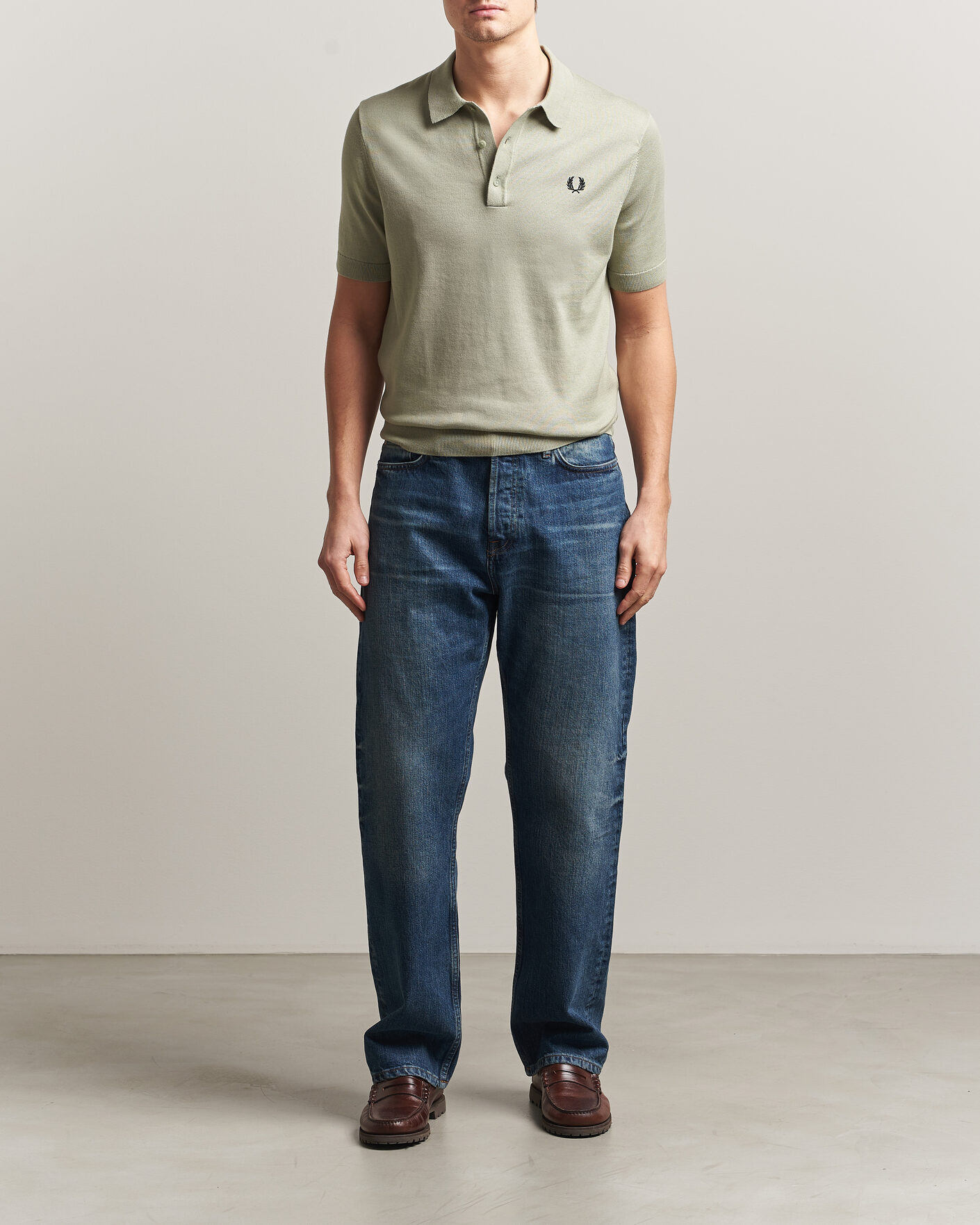 Herre | Polotrøjer | Fred Perry | Cotton Knitted Polo Seagrass Green