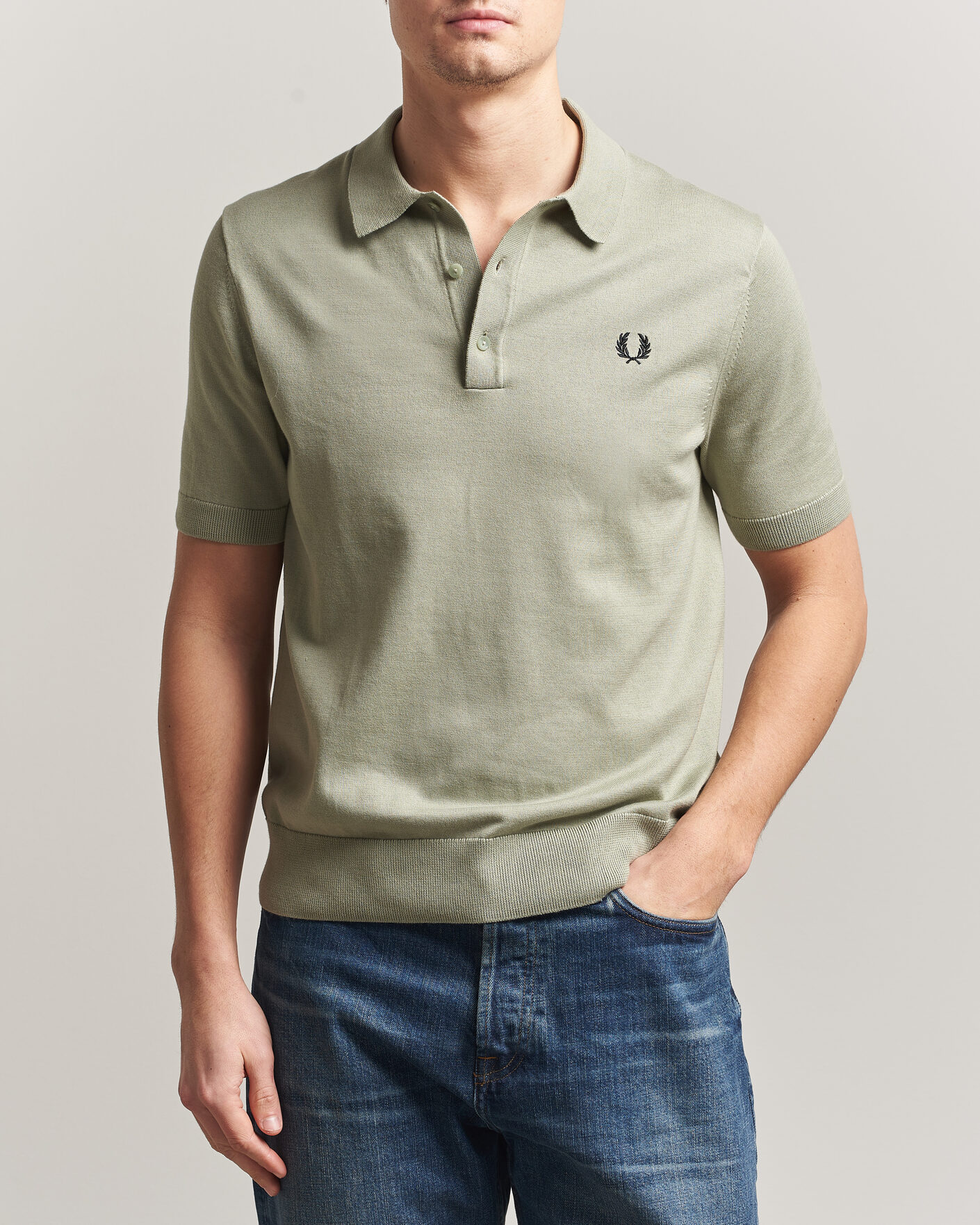 Herre | Polotrøjer | Fred Perry | Cotton Knitted Polo Seagrass Green